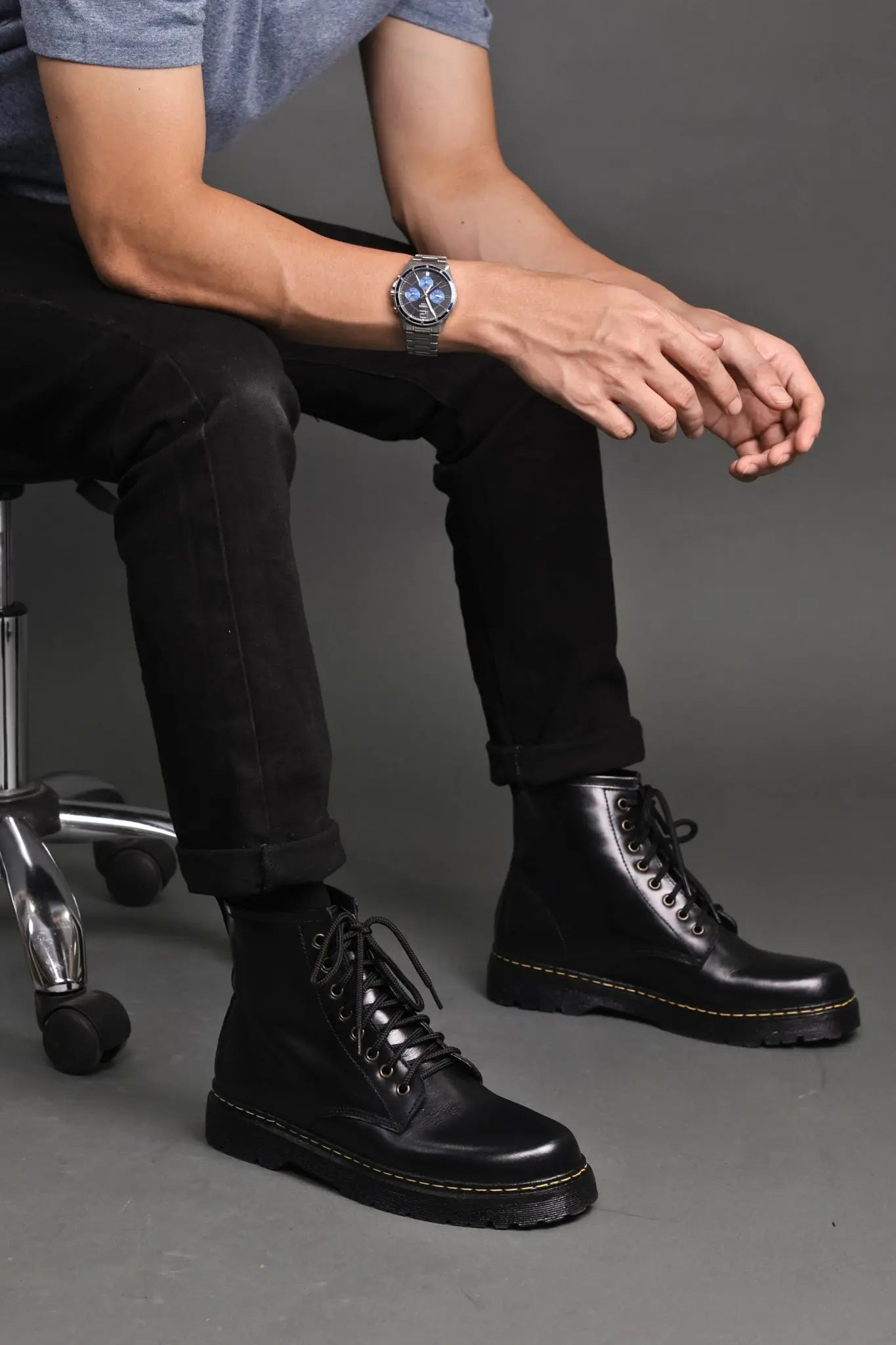 MARCELINO High Cut Leather Riding Boots - Black |   by  Mariqueño ( )