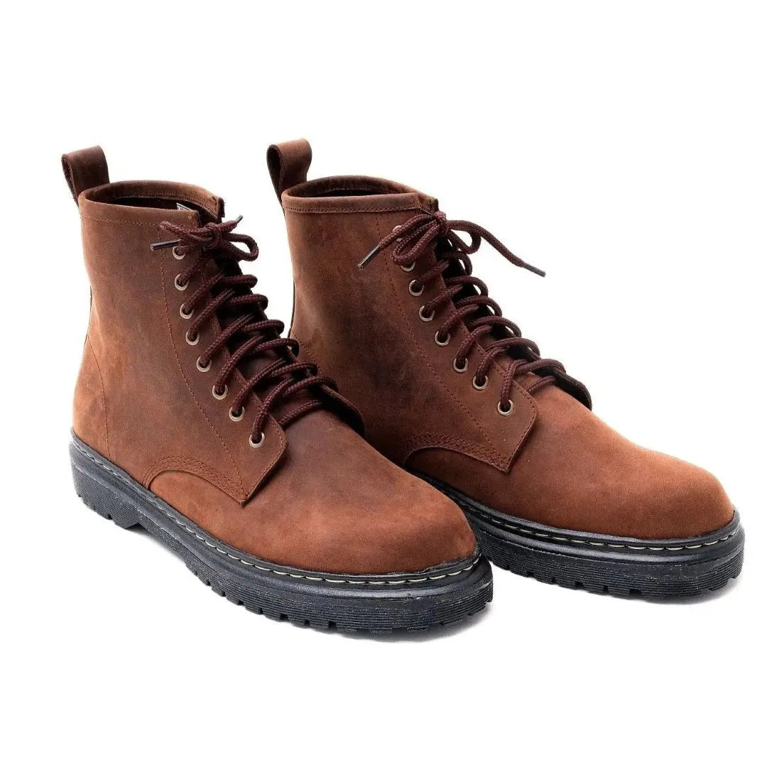 Brown matted high cut boots
#color_malt brown