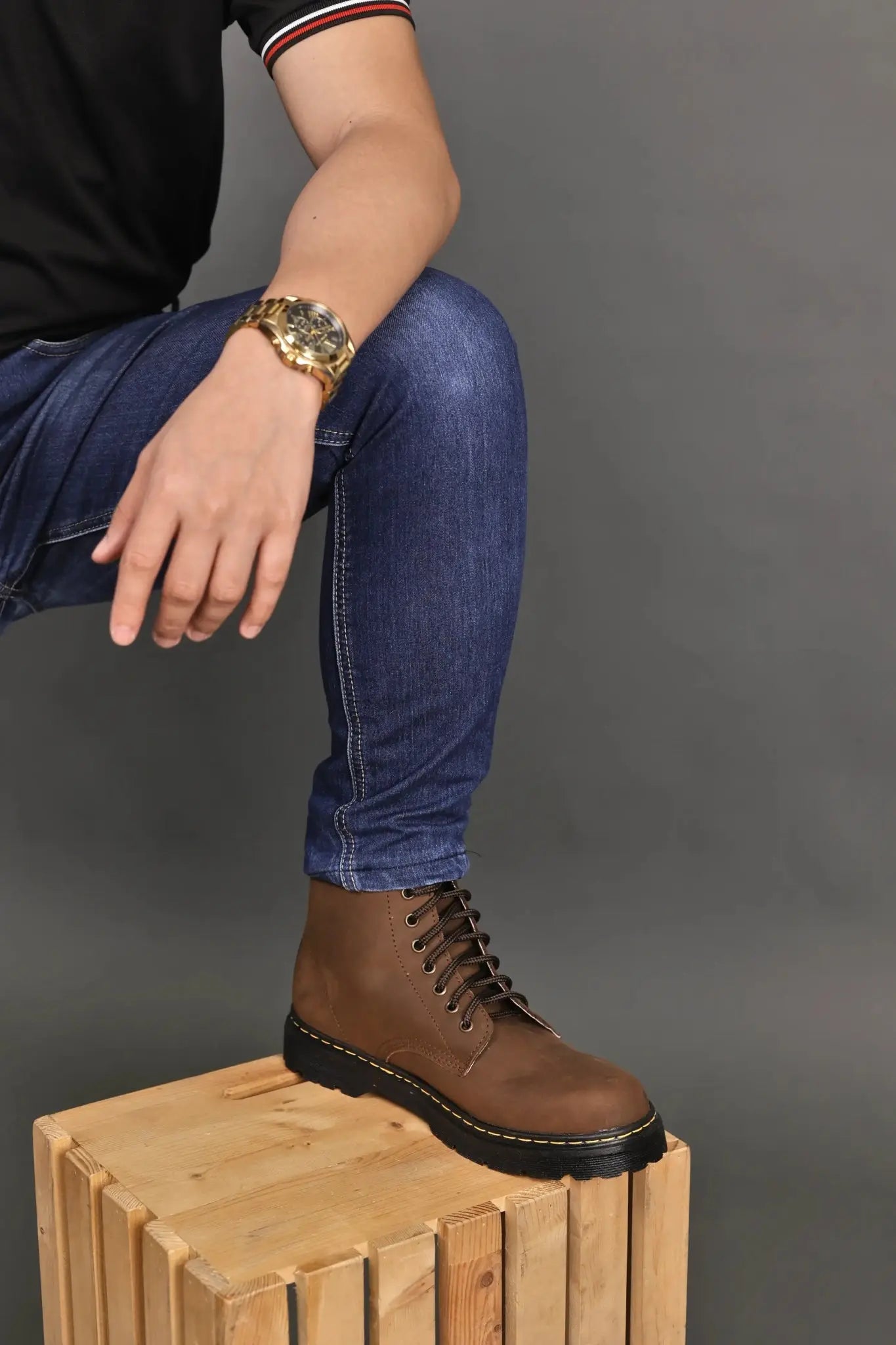 MARCELINO Matted High Cut Leather Riding Boots - Malt Brown | by Mariqueño ( )