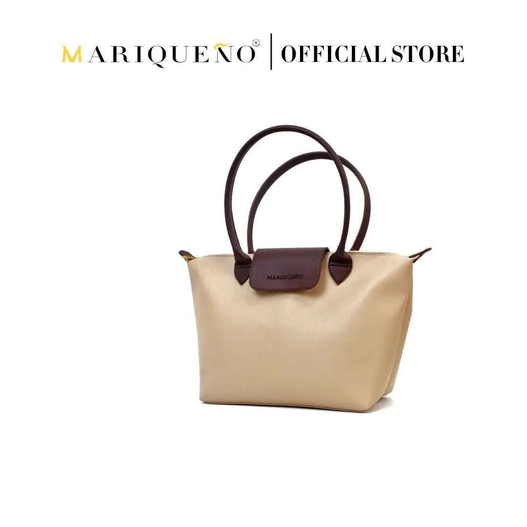 Cream handbag with brown accents and 'Marqueéno' branding on a white background.
#color_cream