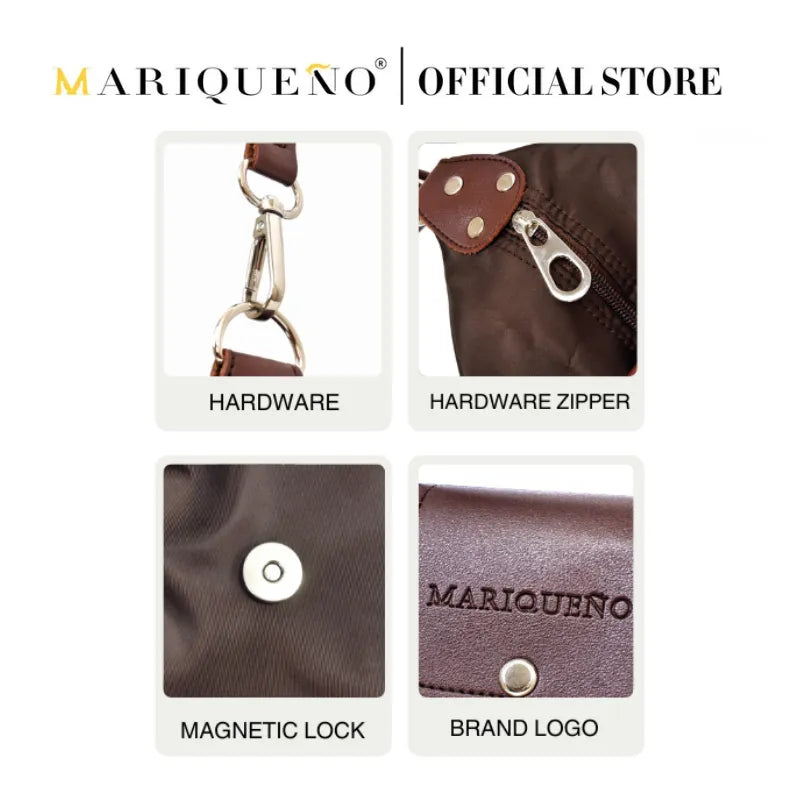 Collage of leather product features with 'Mariqueño' branding.
#color_choco brown