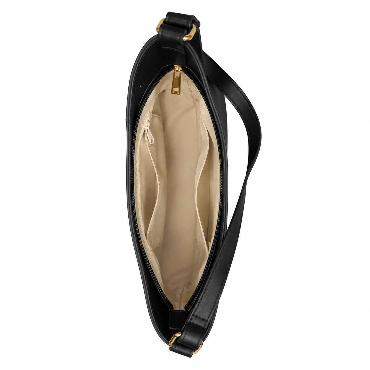 Black leather bag with gold hardware on a white background
#color_black