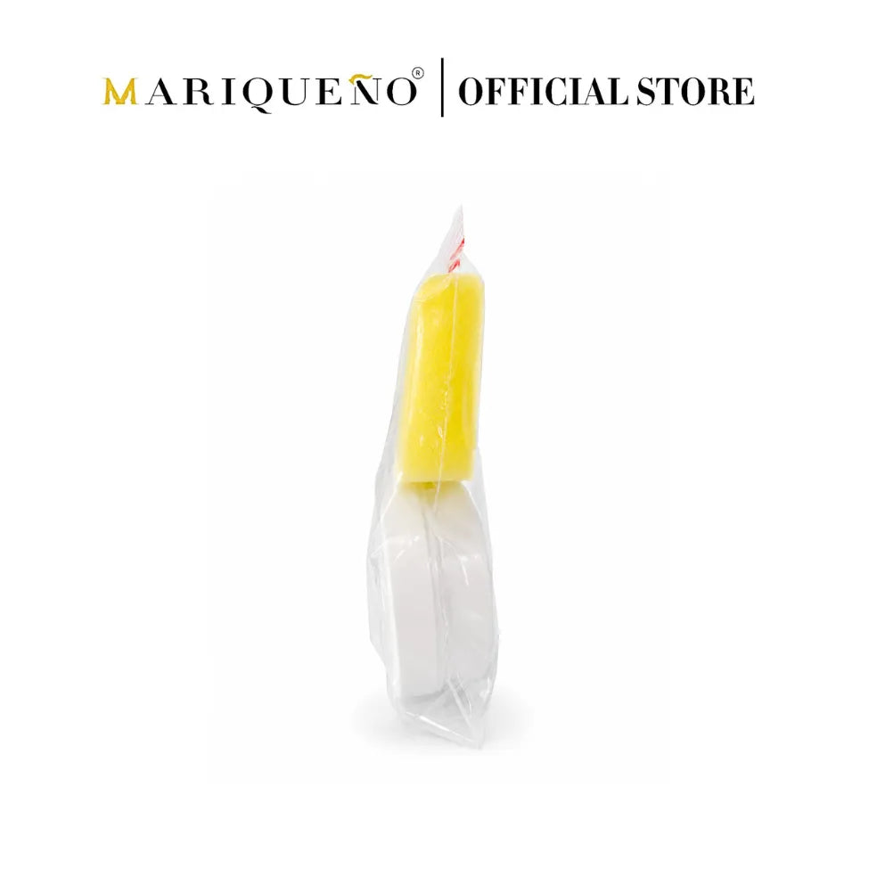 Yellow sponge and leather conditioner in a clear plastic packaging on a white background with 'Mariqueno Official Store' text