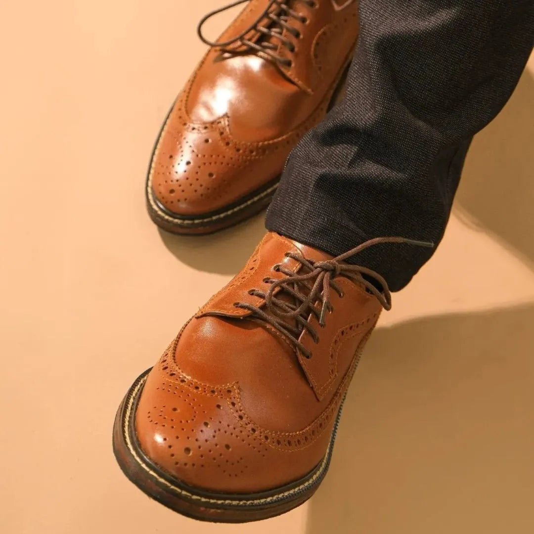 Quezon longwing leather shoes in tan color
#color_tan
