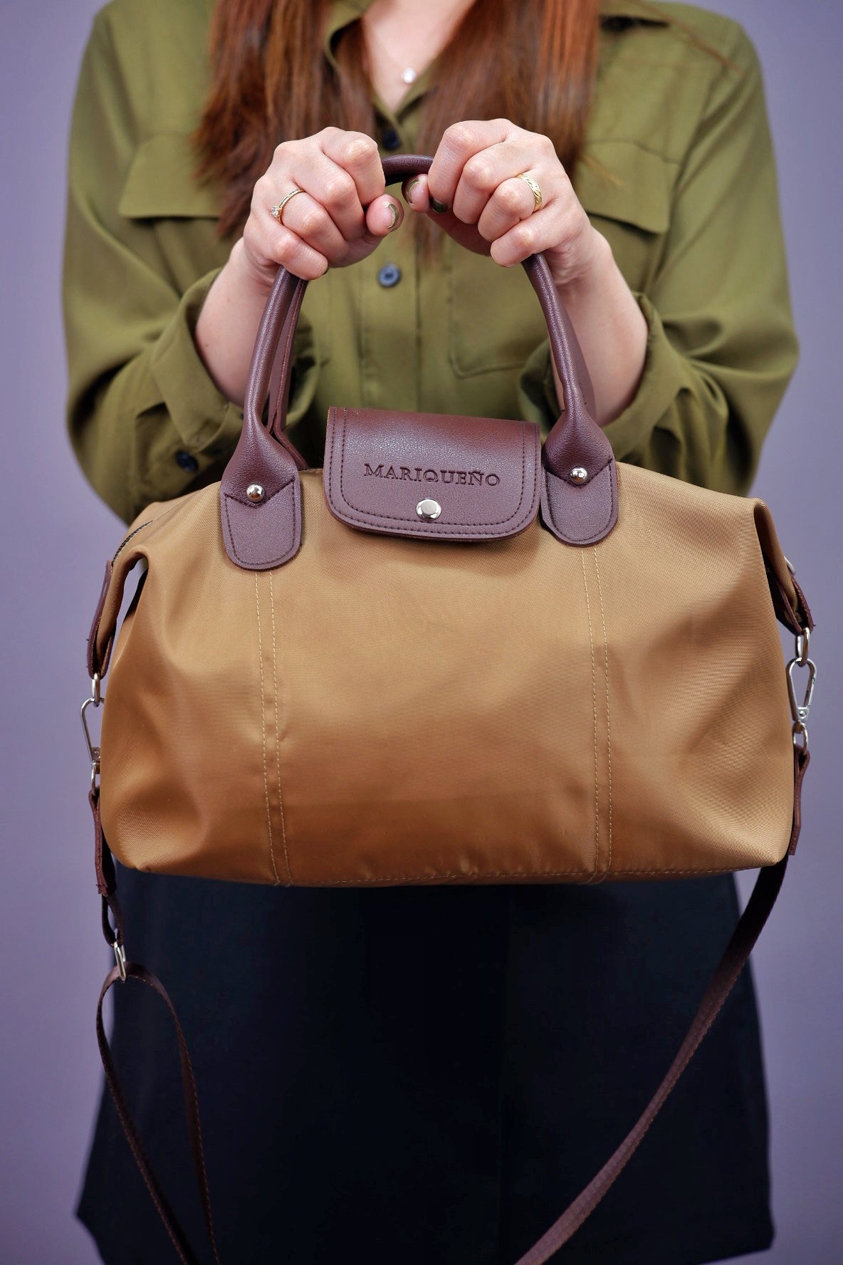 MARTHA Nylon Canvas Tote Bag in Coffee Brown by Mariqueño