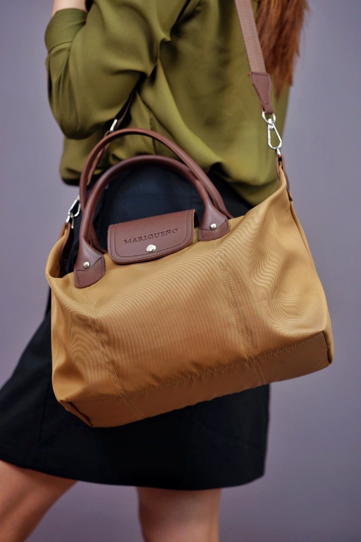 MARTHA Nylon Canvas Tote Bag in Coffee Brown by Mariqueño
