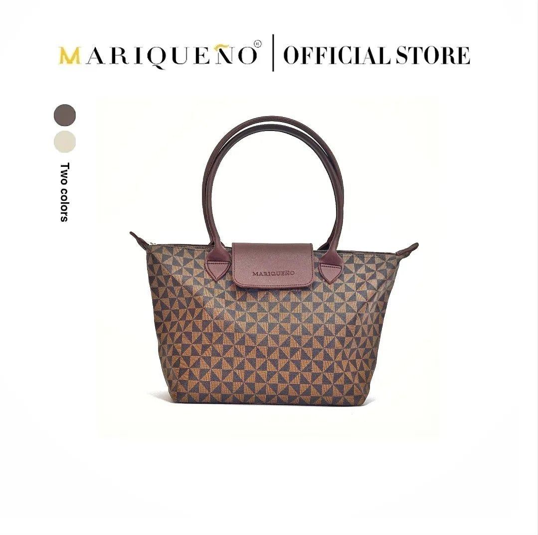MARTHA Leather Tote Bag in Mocha Geo