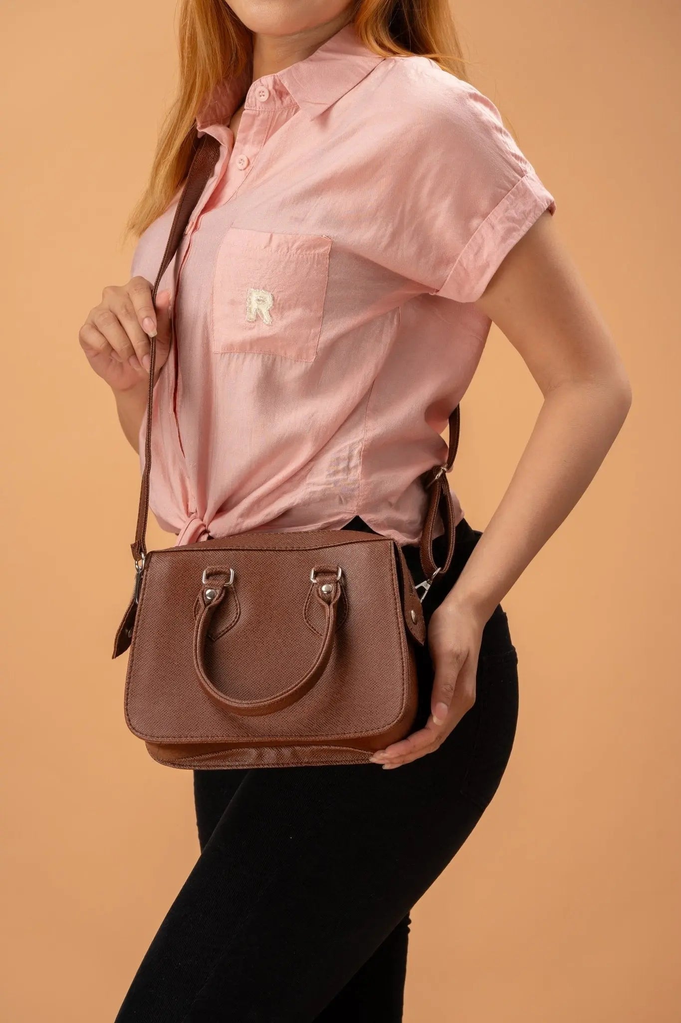 MARGAUX Top Handle Sling Bag in Choco Brown - Mariqueño