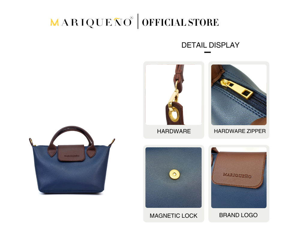 MARTHA Leather Tote Top Handle Sling Bag in Blue by Mariqueño