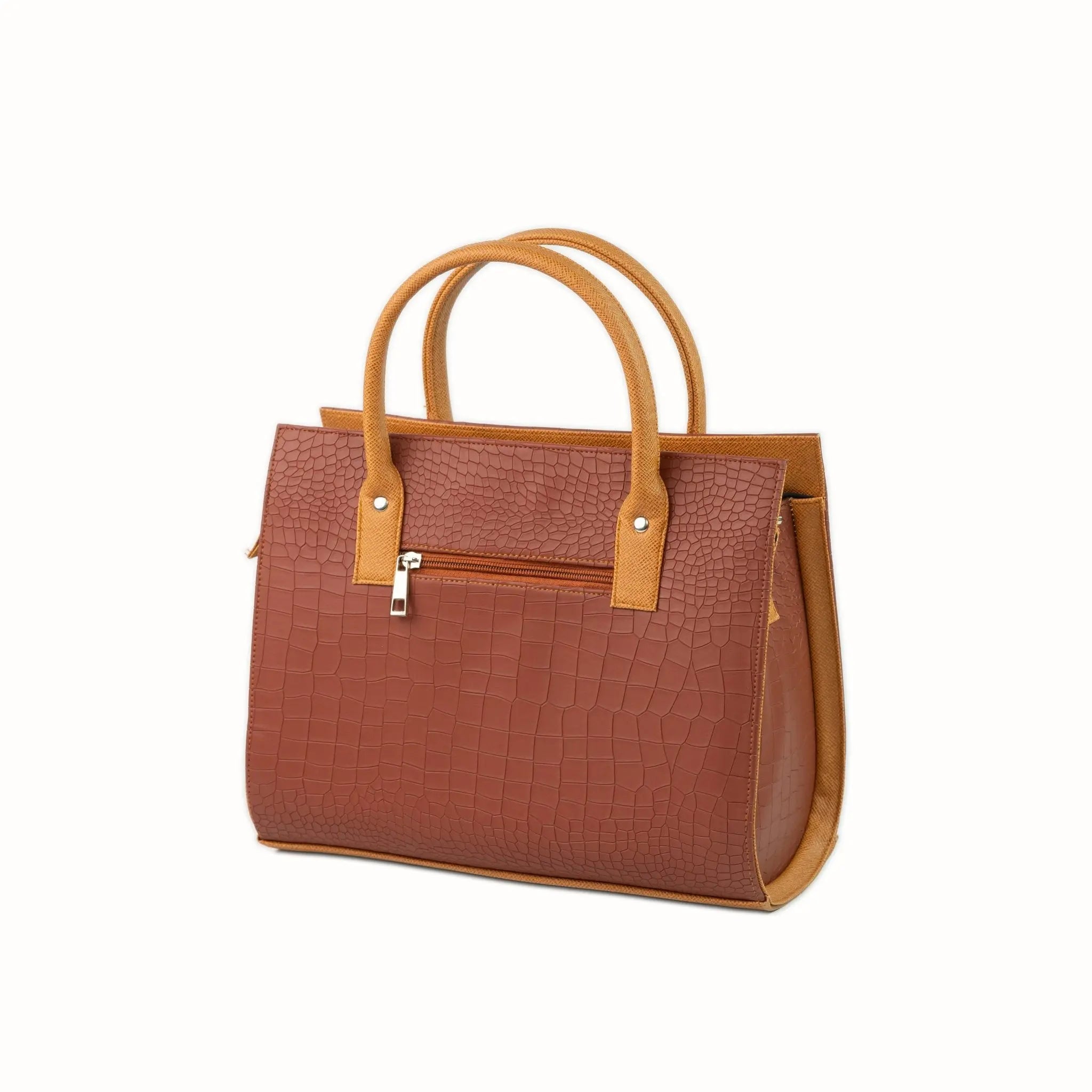 MADELINE Croc Embossed Satchel Bag in Choco Brown - Mariqueño