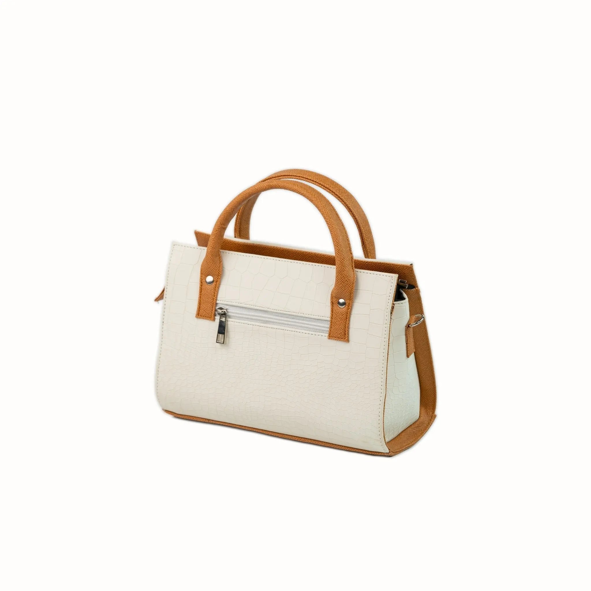 MADELINE Croc Embossed Top Handle Sling Bag in Off White - Mariqueño