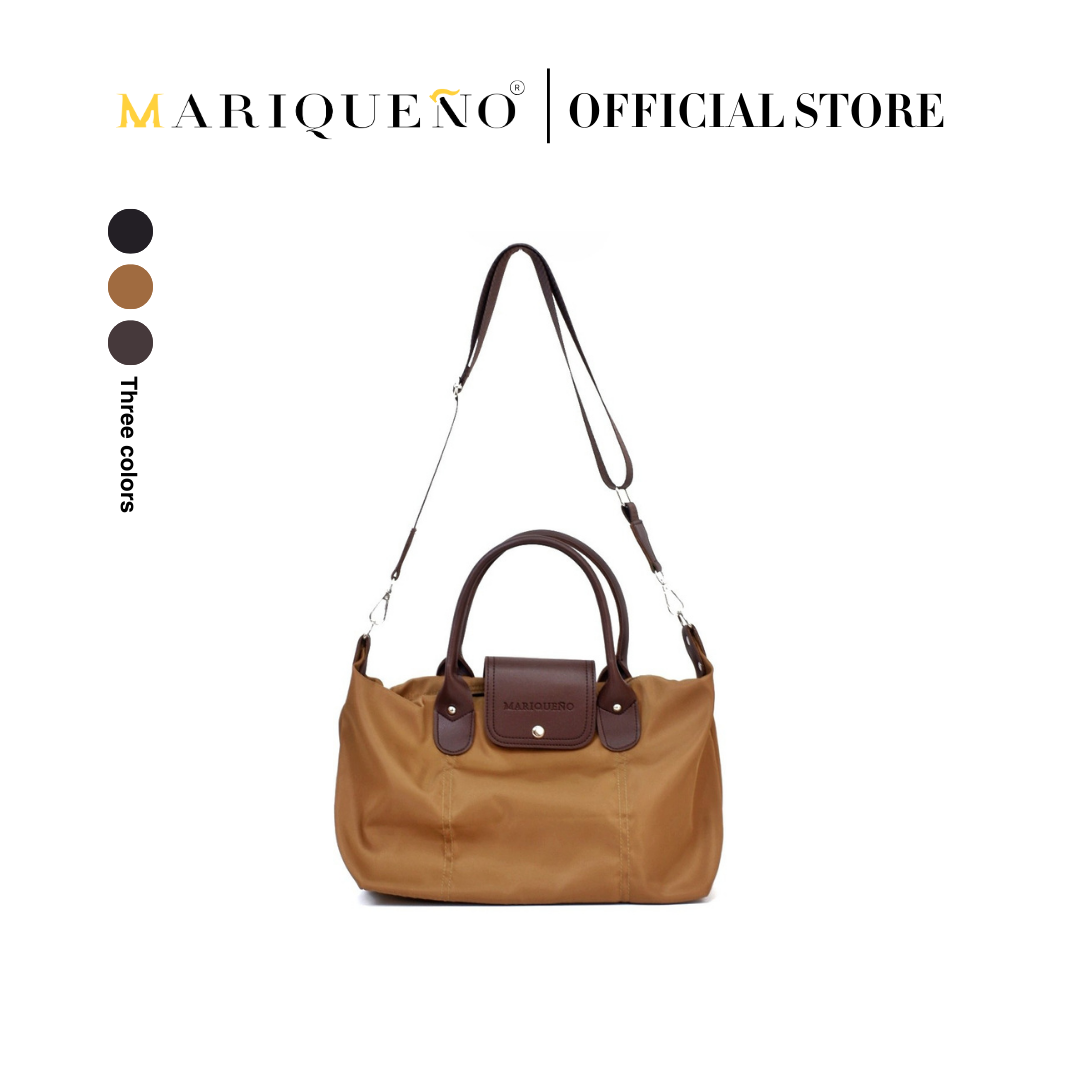 MARTHA Nylon Canvas Tote Bag in Coffee Brown
