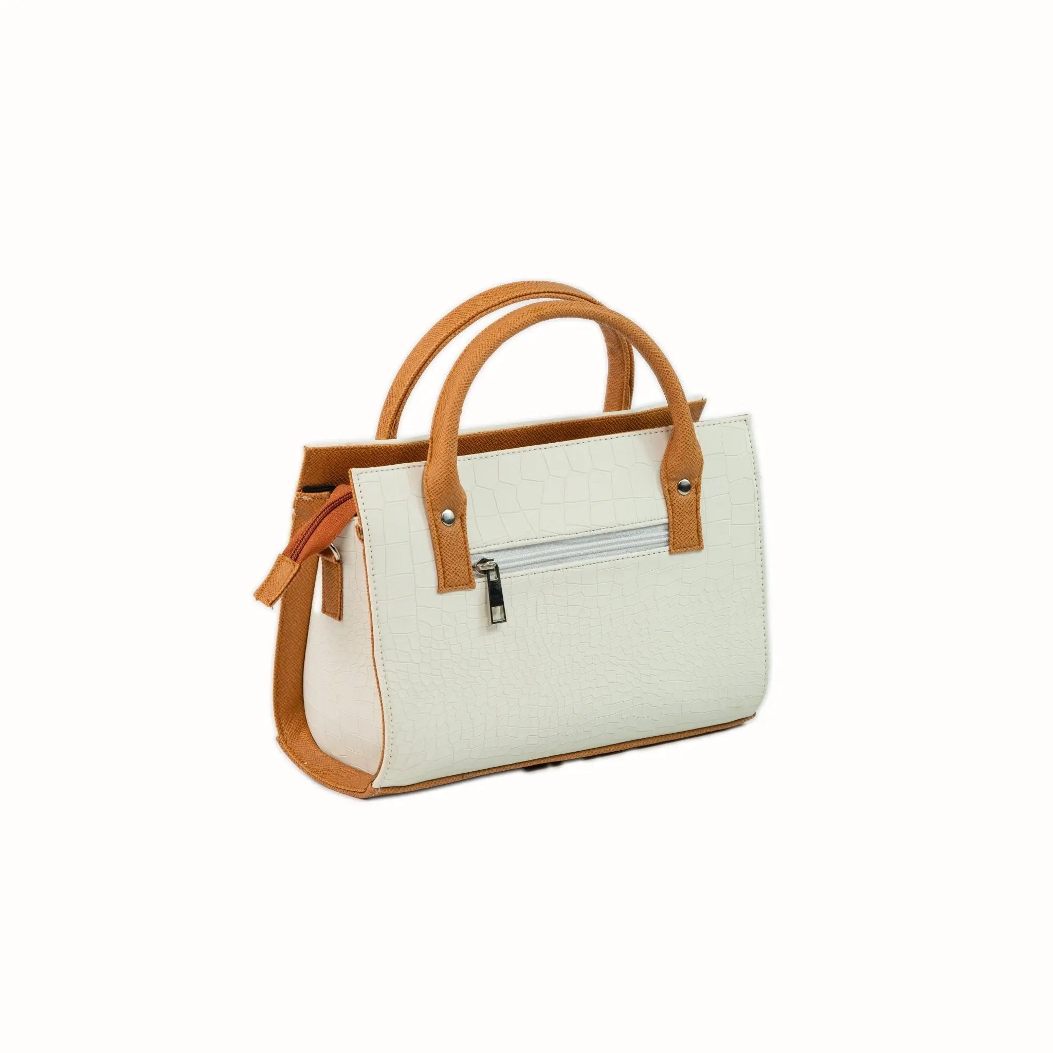 MADELINE Croc Embossed Top Handle Sling Bag in Off White - Mariqueño