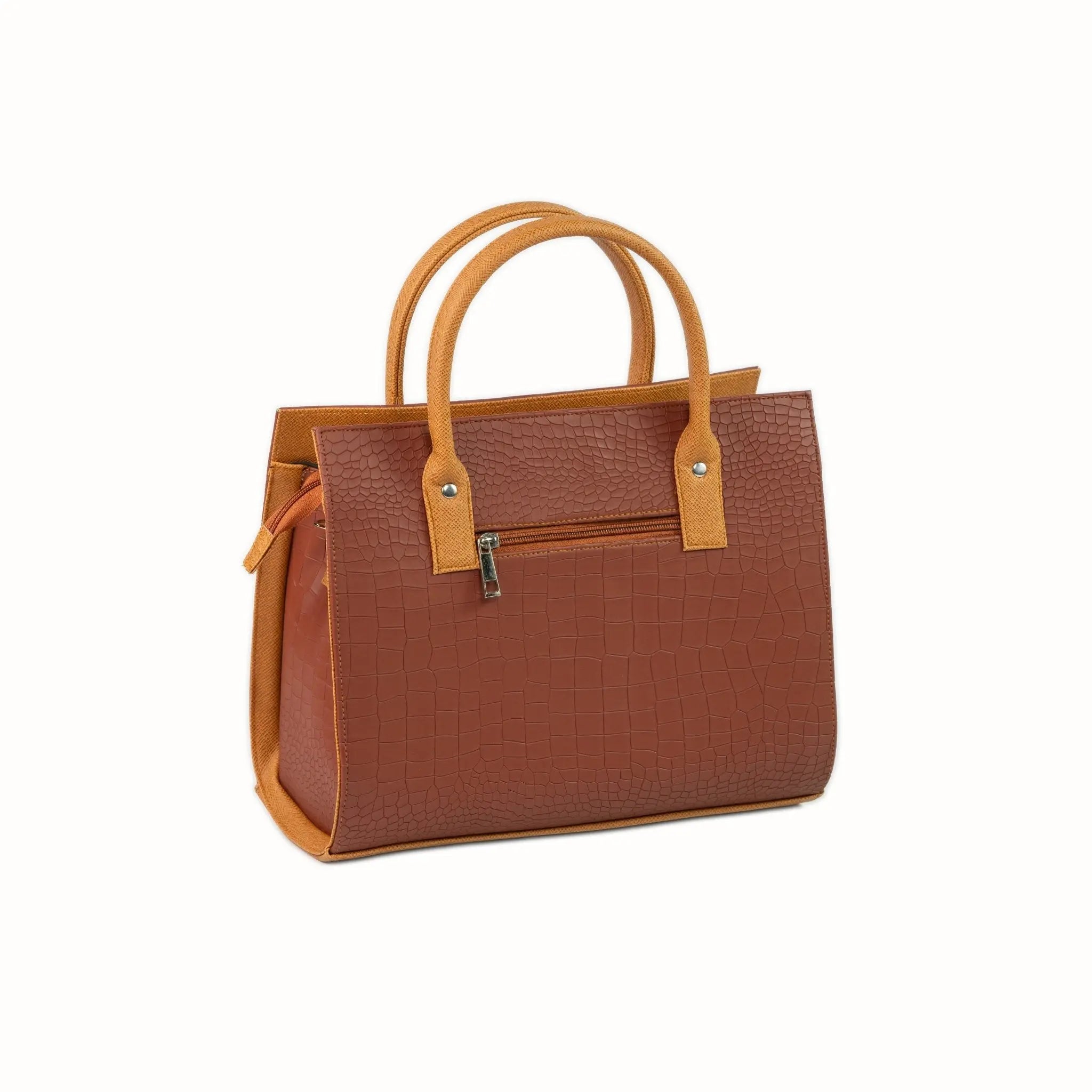 MADELINE Croc Embossed Satchel Bag in Choco Brown - Mariqueño