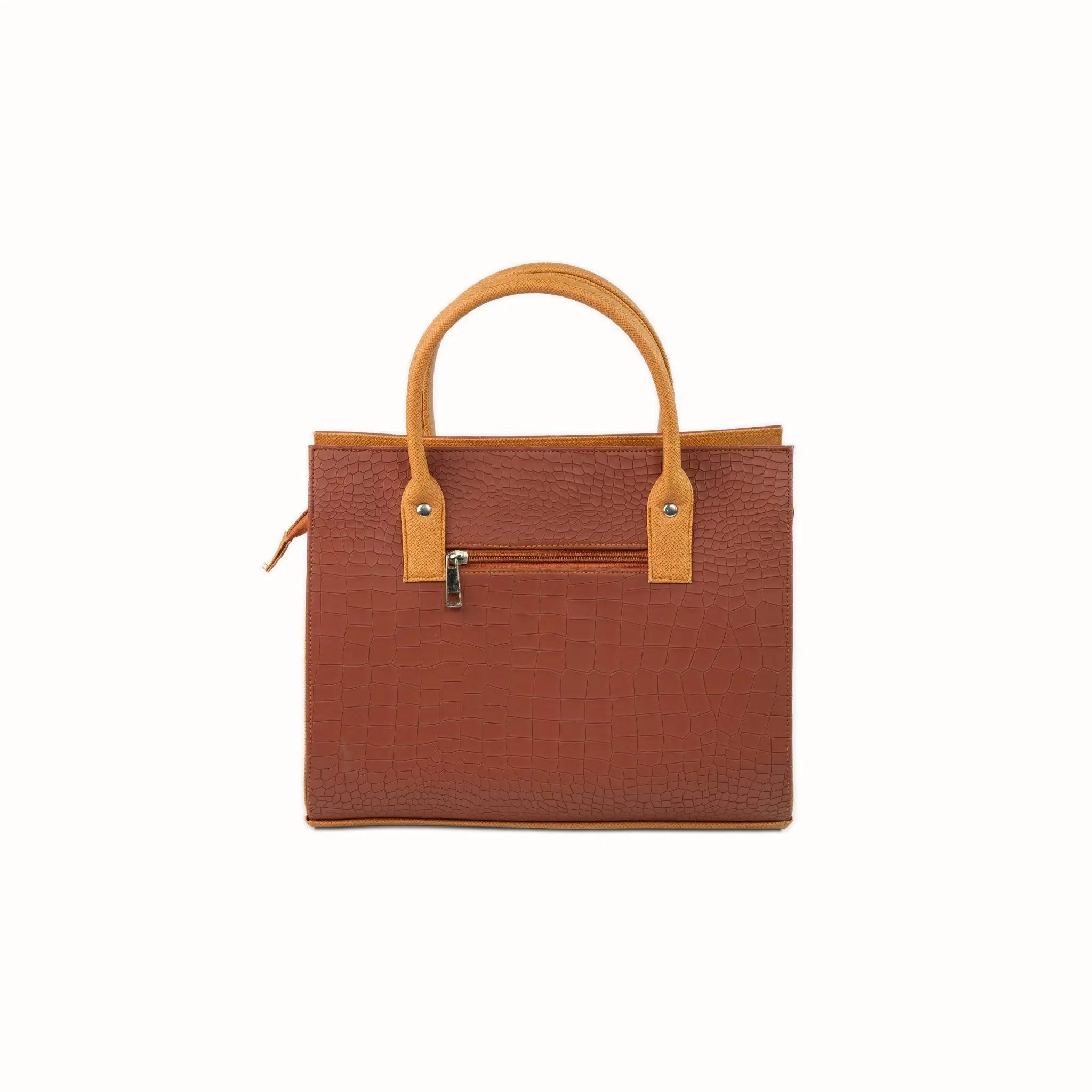 MADELINE Croc Embossed Satchel Bag in Choco Brown - Mariqueño