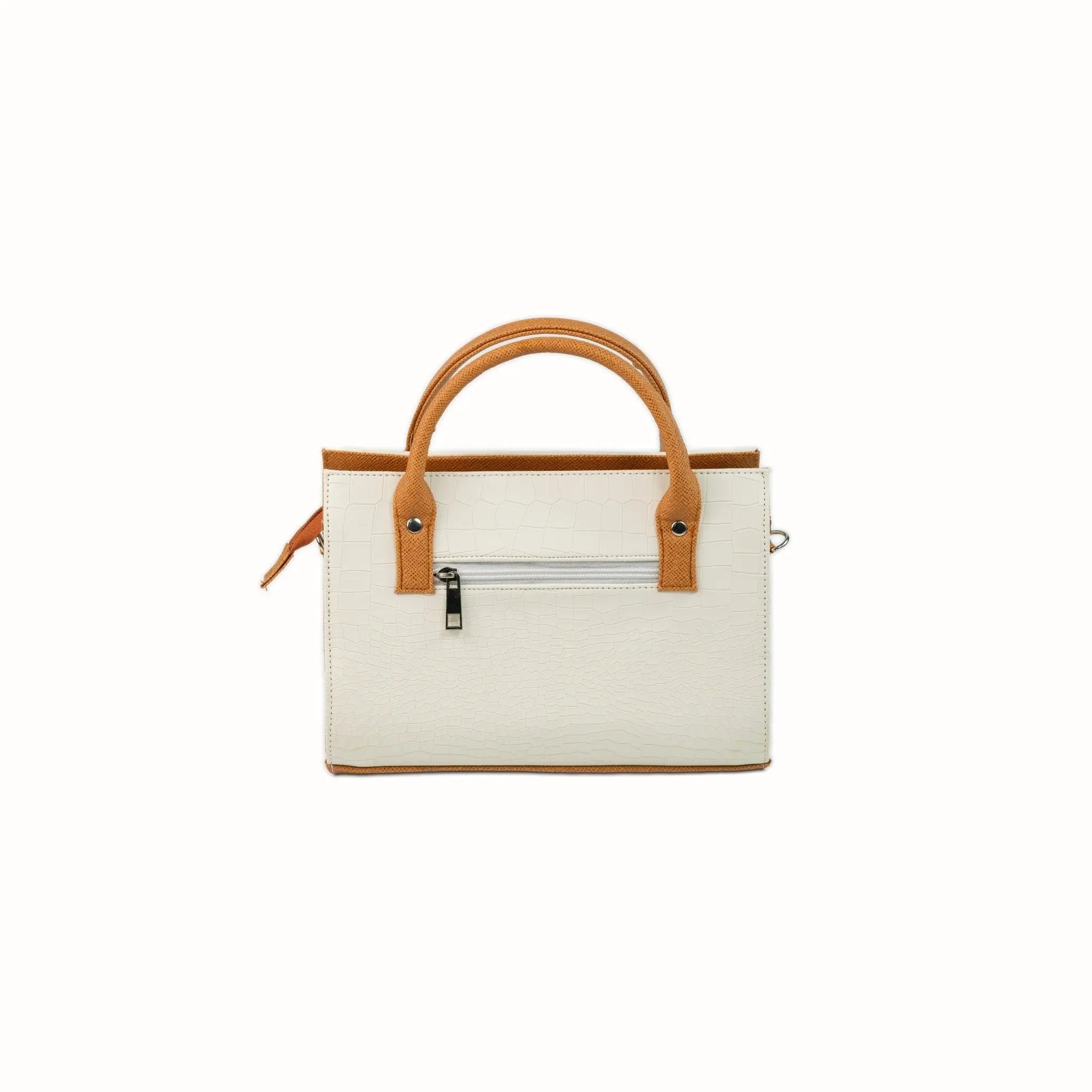 MADELINE Croc Embossed Top Handle Sling Bag in Off White - Mariqueño