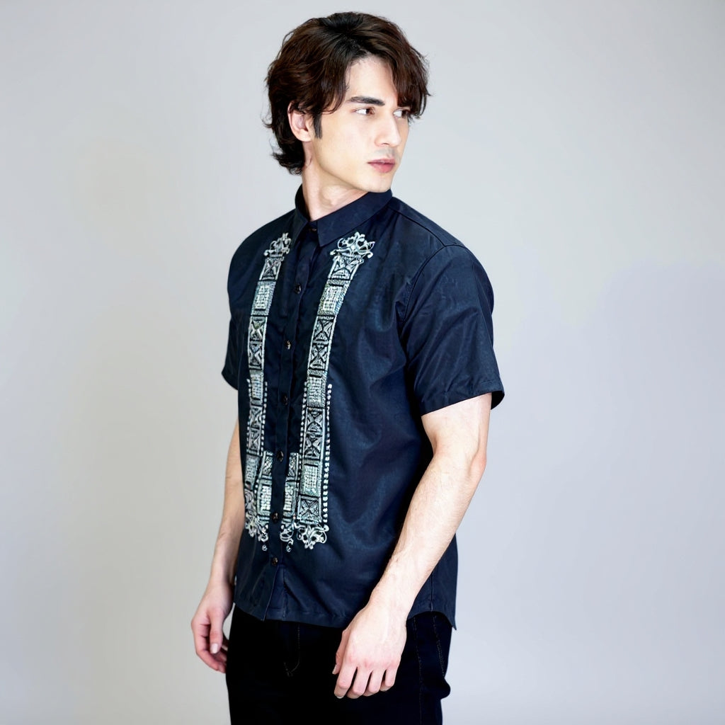 Men's Hugo GUEVARRA Office Barong Tagalog in Navy Blue