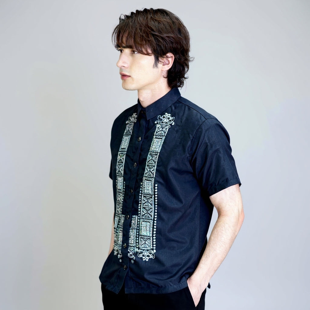 Men's Hugo GUEVARRA Office Barong Tagalog in Navy Blue