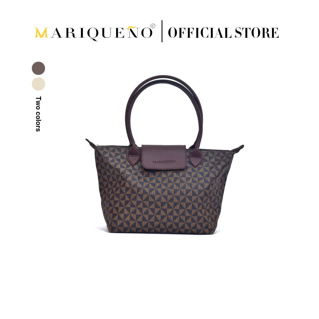 MARTHA Leather Tote in Mocha Geo by Mariqueño
