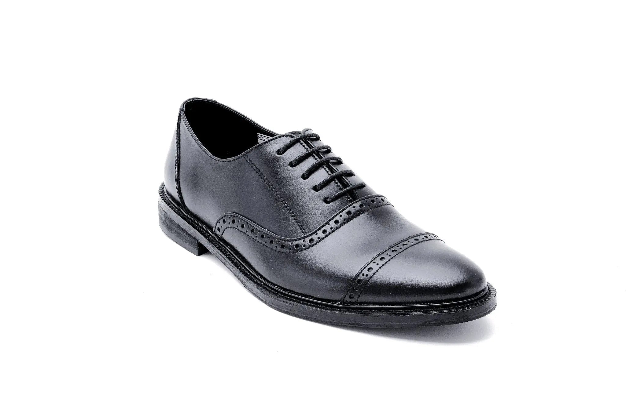 Black Oxford Shoes FELIX Cap Toe Holes Oxford Formal Wear