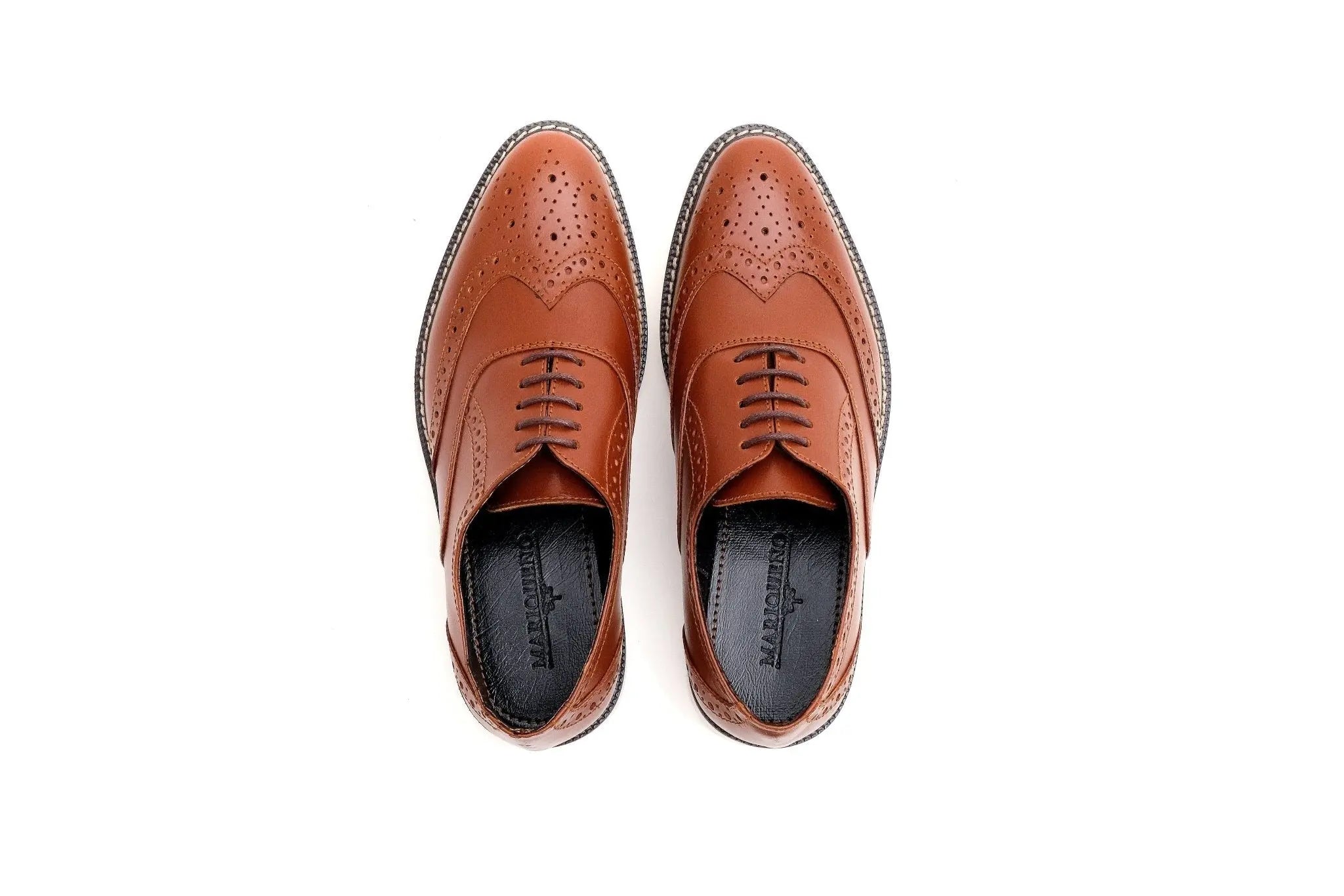 GUEVARRA Wingtip Oxford in Rubber Sole - Tan - Mariqueño