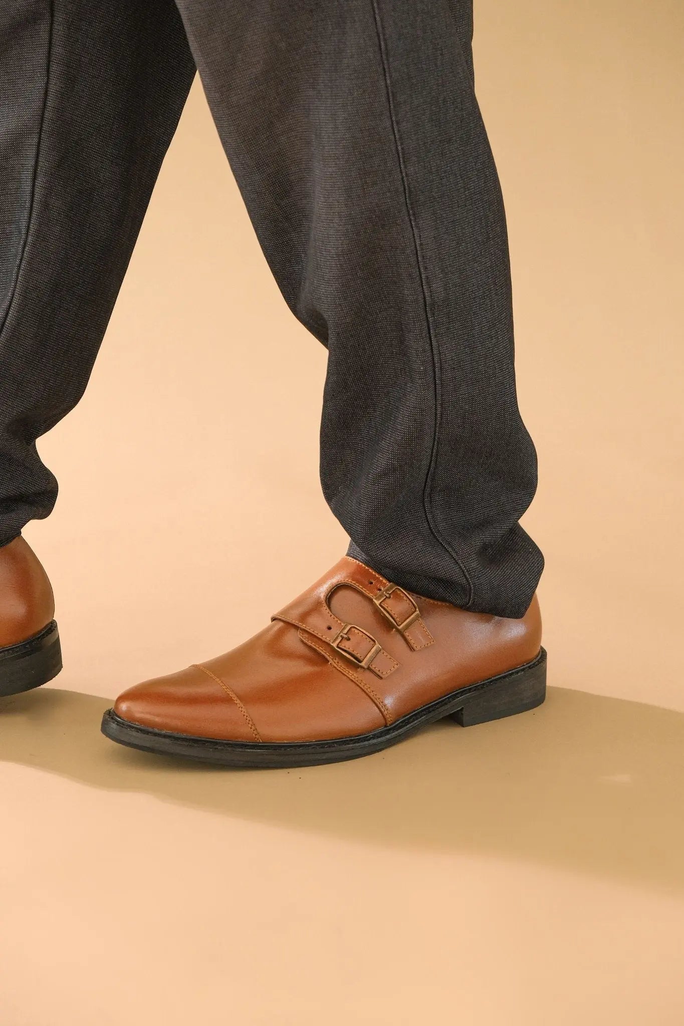 SANTIAGO Double Monkstrap Oxford - Tan - Mariqueño