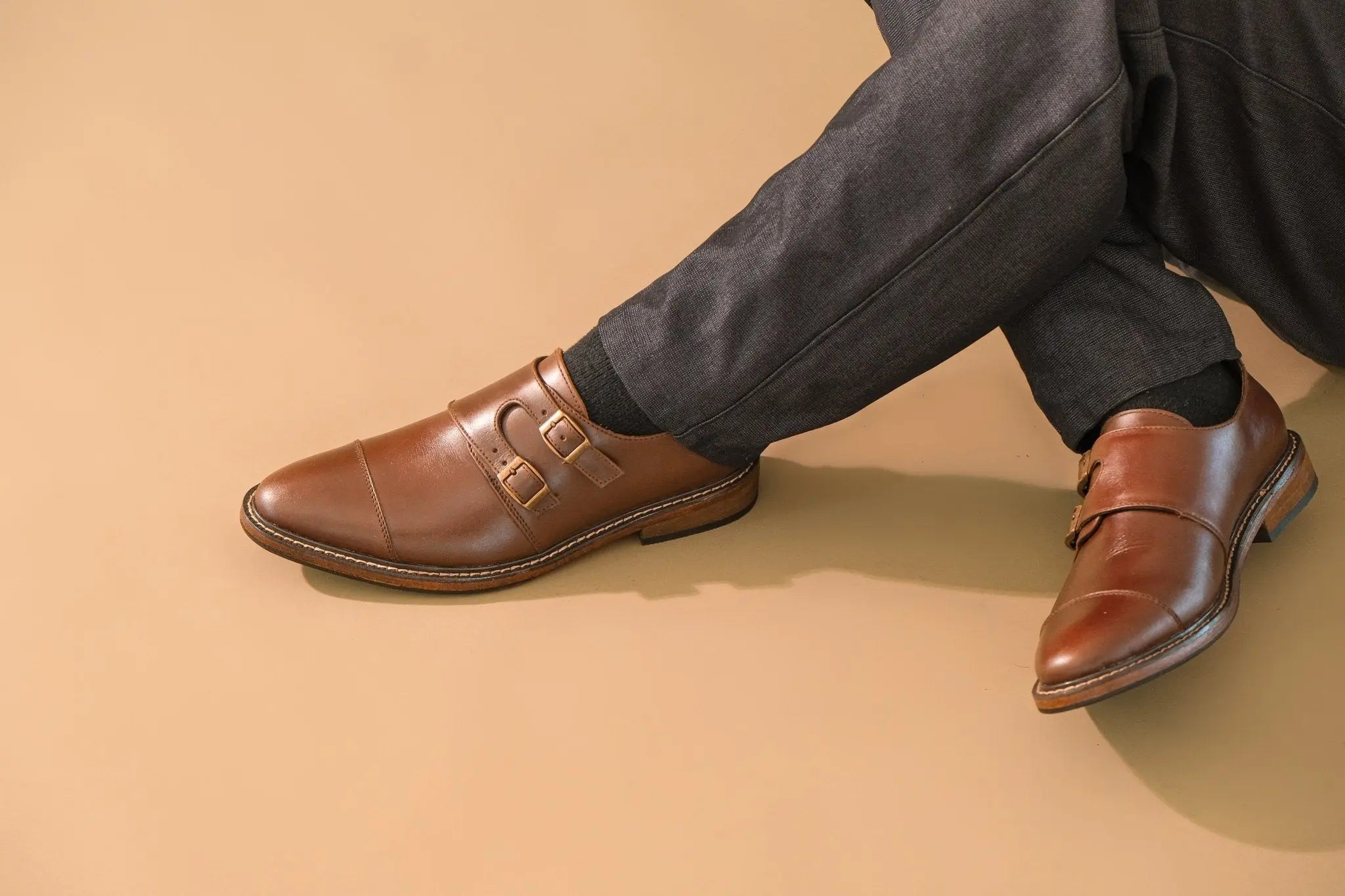 SANTIAGO Double Monkstrap Oxford - Walnut - Mariqueño