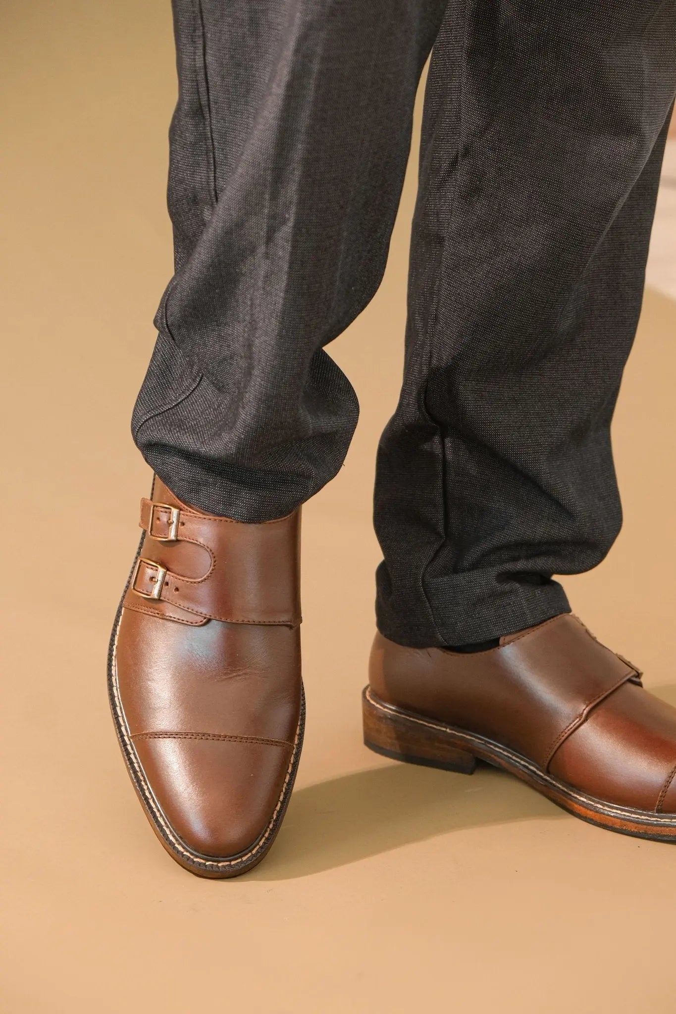 SANTIAGO Double Monkstrap Oxford - Walnut - Mariqueño