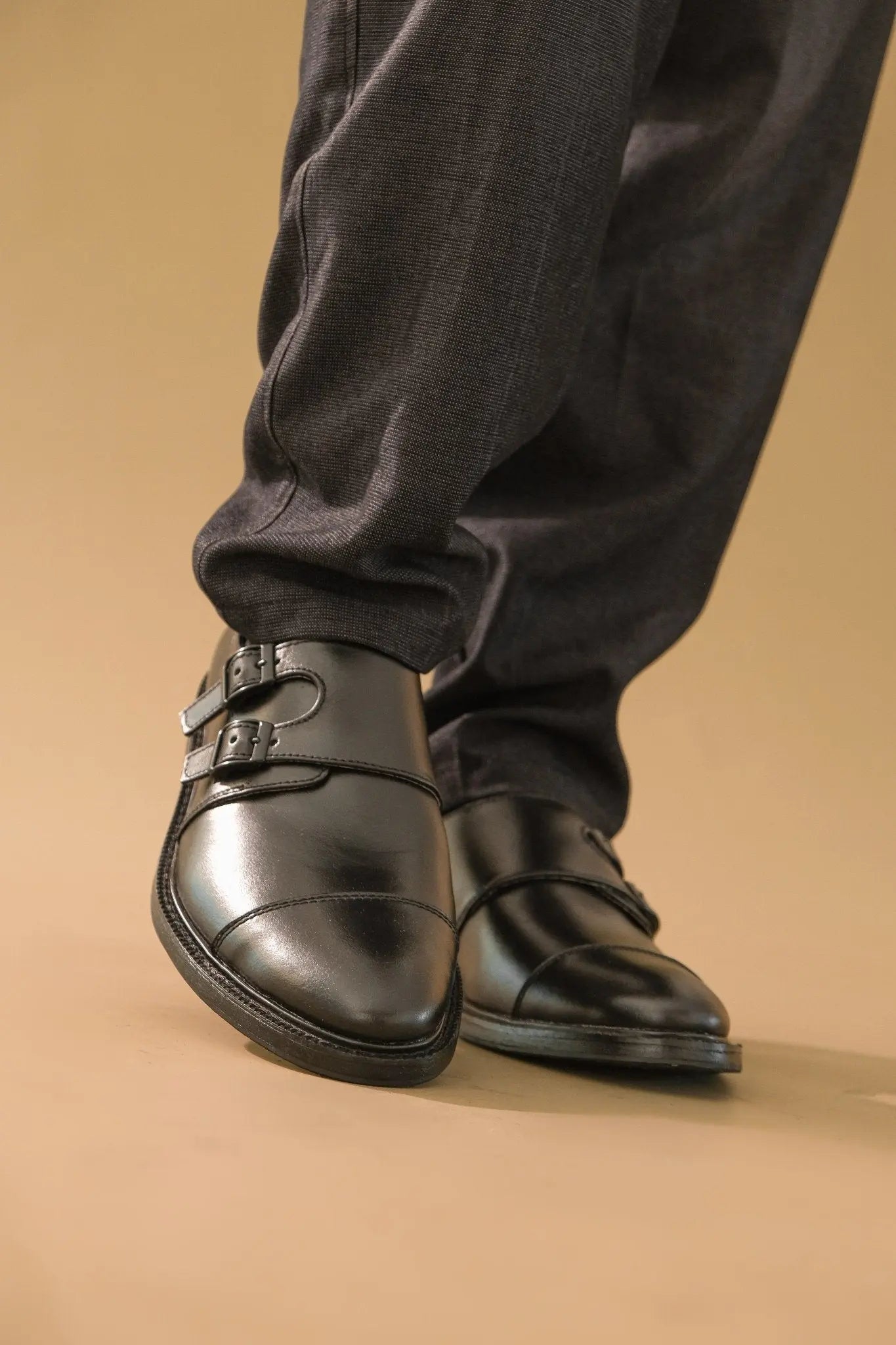 SANTIAGO Double Monkstrap Oxford - Black - Mariqueño