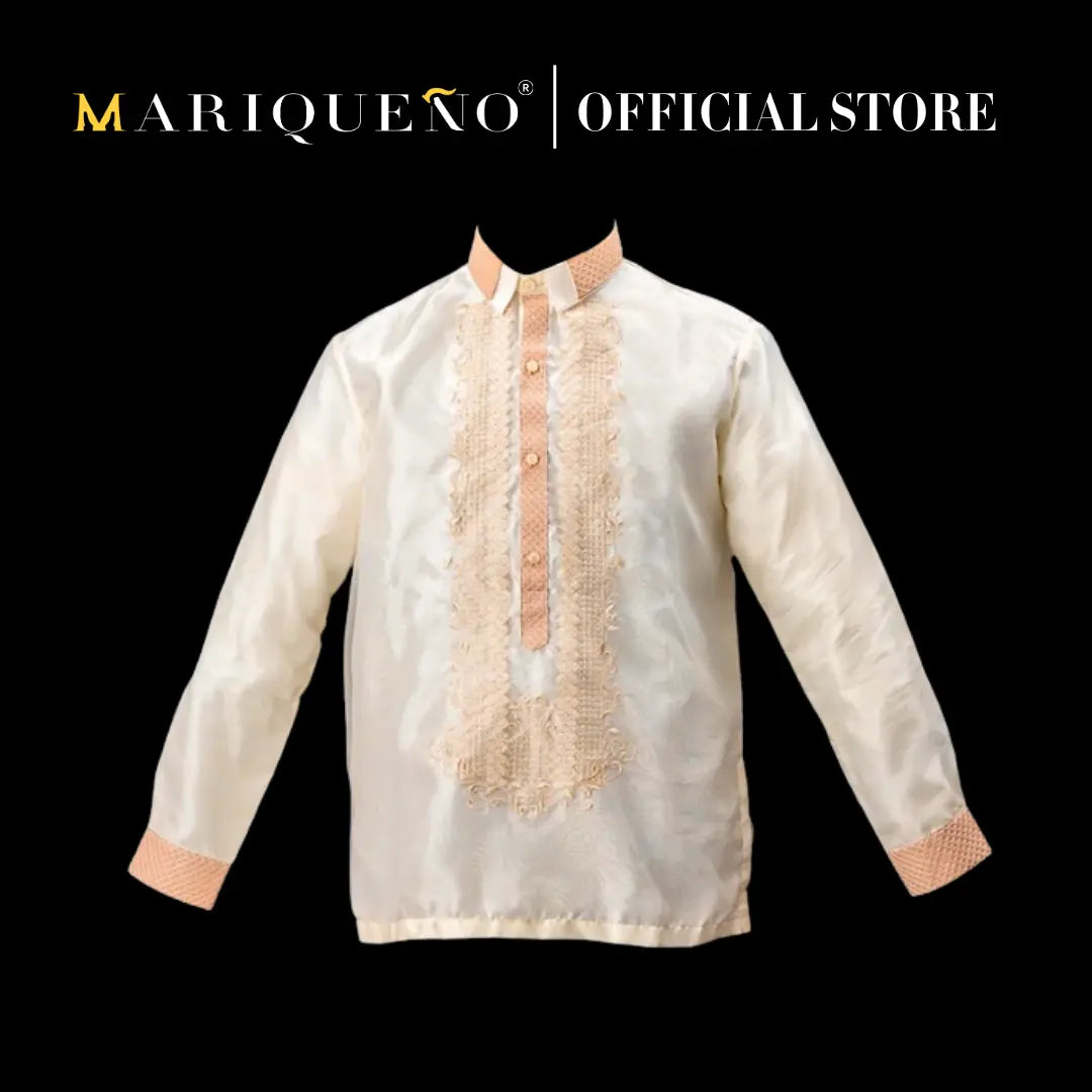 Men's FELIX Piña Organza Barong Tagalog in Cream - Sport Collar