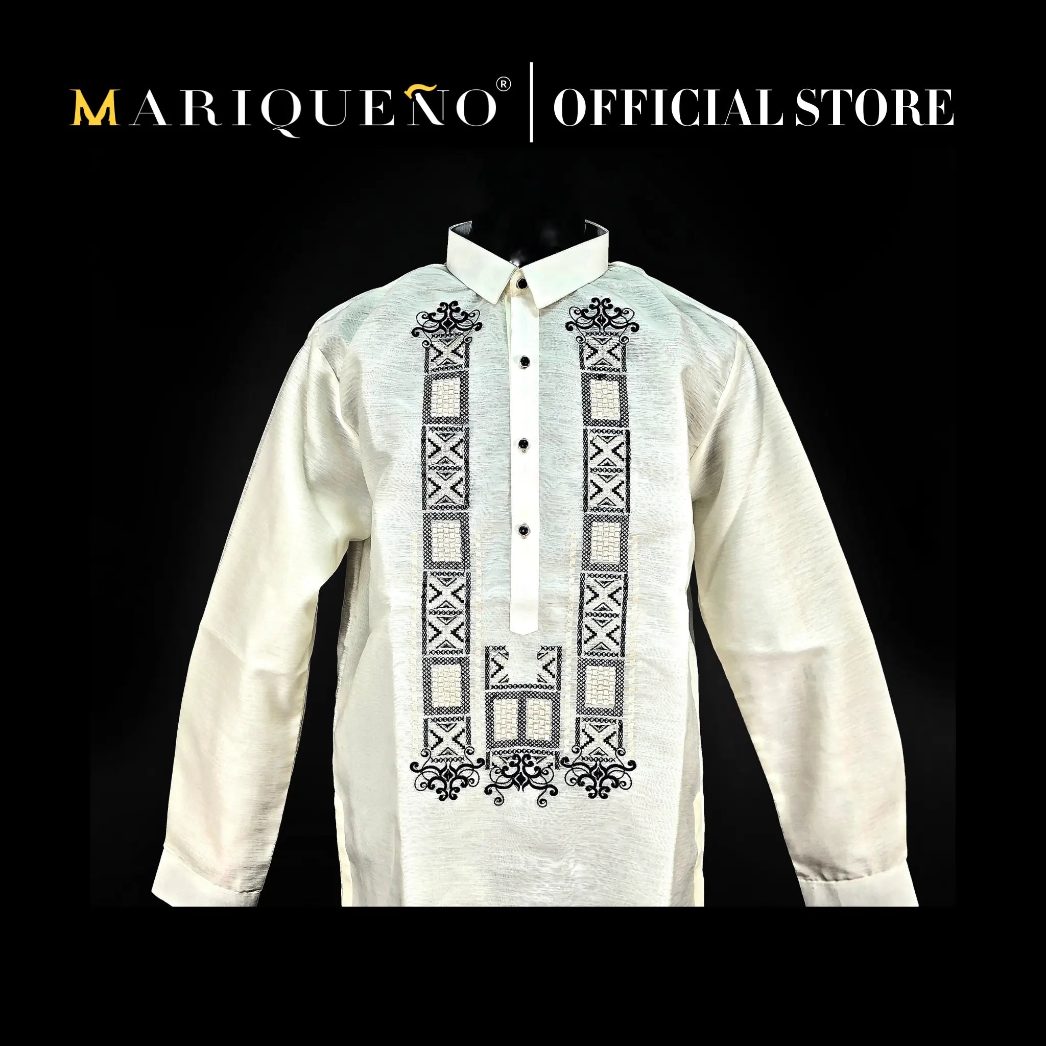 Men's GUEVARRA Jusilyn Barong Tagalog in Black - Sport Collar |  5XL by  Mariqueño ( 2550.00)