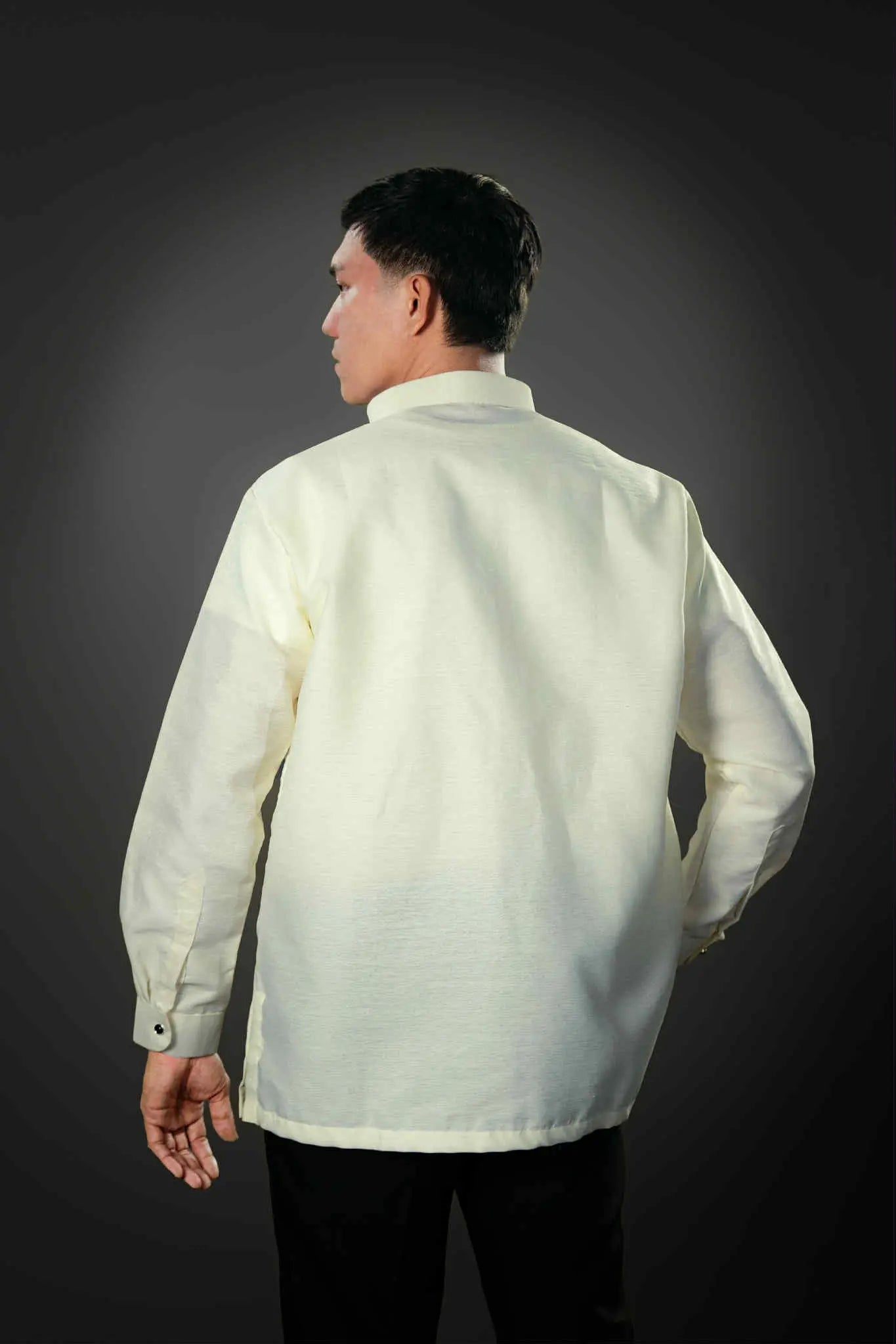 Men's GUEVARRA Jusilyn Barong Tagalog in Black - Sport Collar |   by  Mariqueño ( )