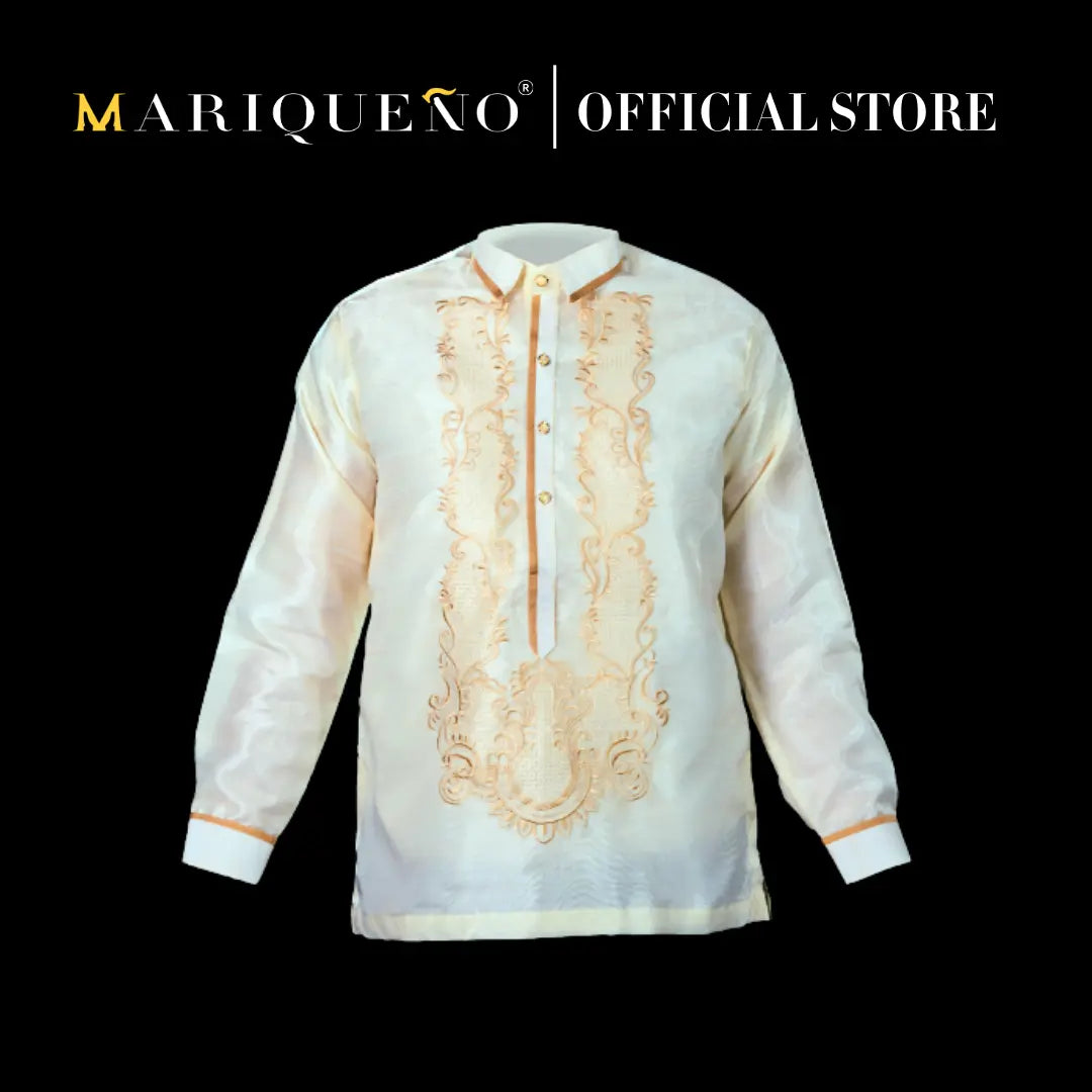 Men's MANUEL Classic Piña Organza Barong Tagalog in Cream - Sport Collar