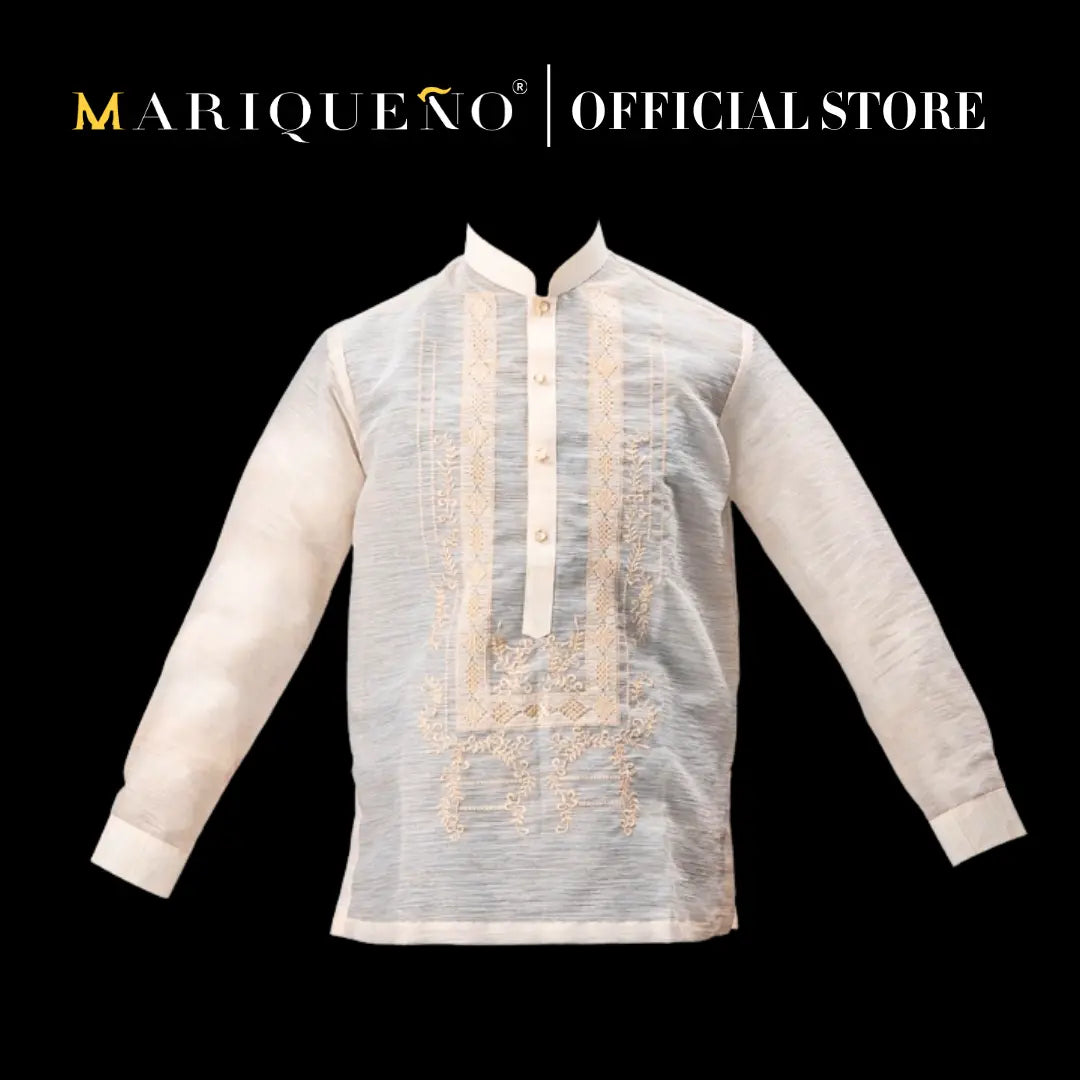 Men's QUEZON Classic Jusilyn Barong Tagalog in Brown - Chinese Collar