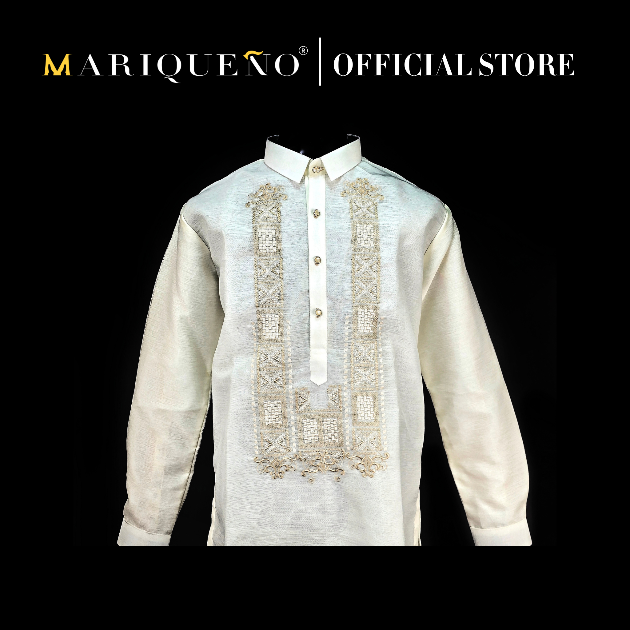 GUEVARRA Jusilyn Barong in Cream - Single Chinese Collar