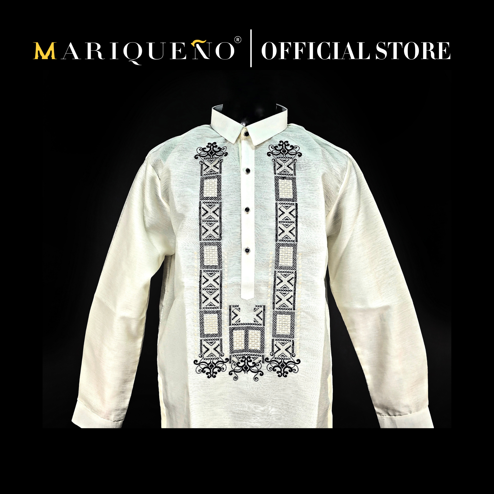 GUEVARRA Jusilyn Barong in Black - Single Sport Collar