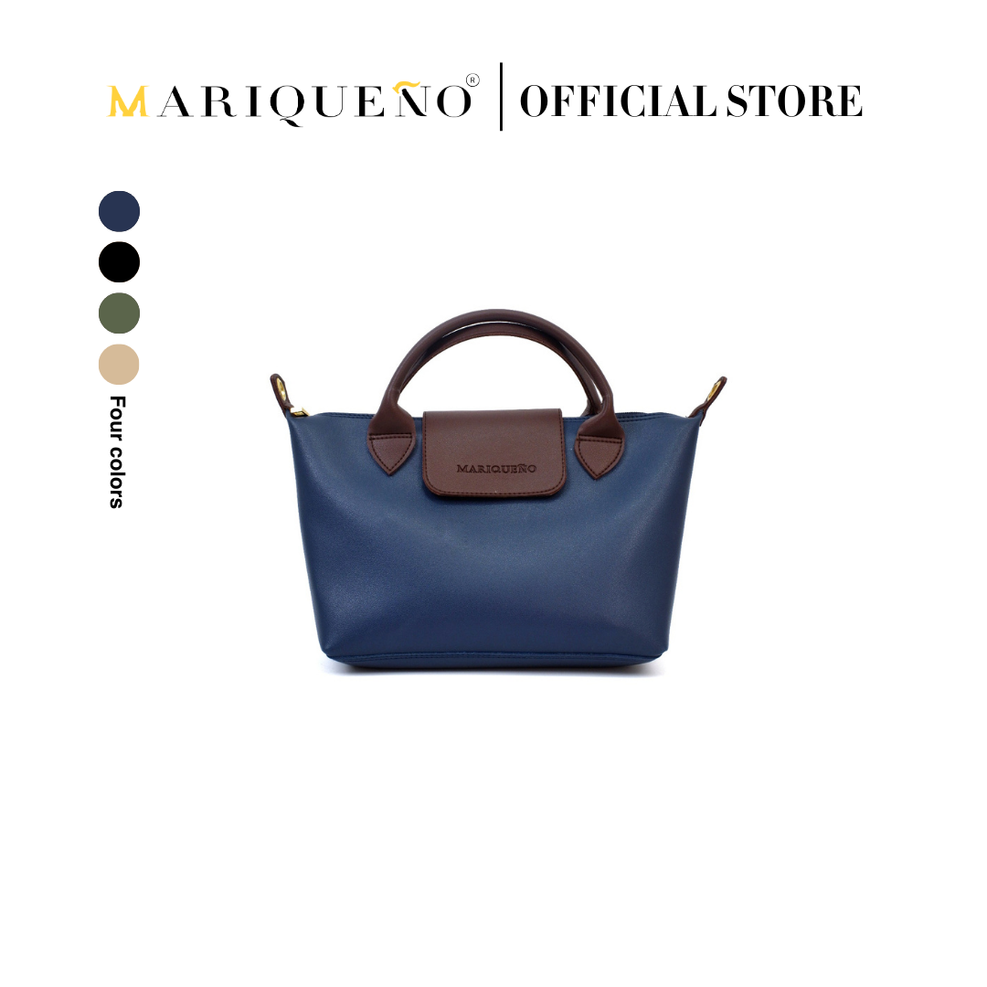 MARTHA Leather Tote Top Handle Sling Bag in Blue by Mariqueño