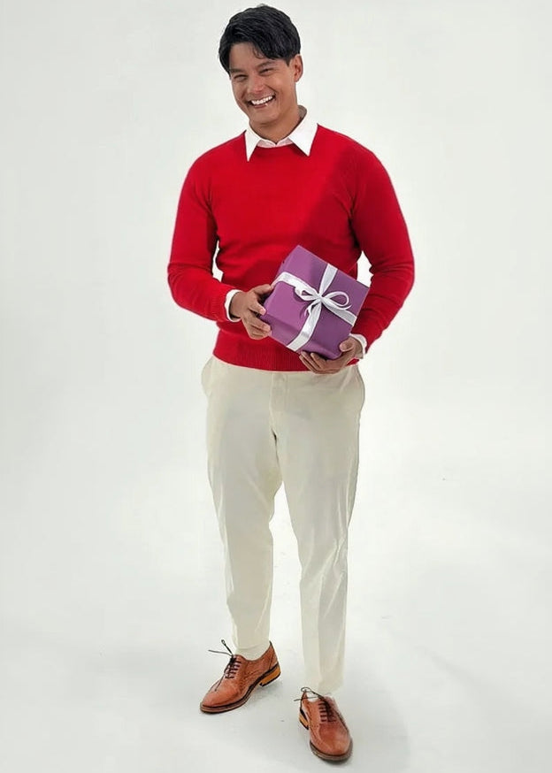 Daniel Matsunaga wearing tan brown wingtip oxford shoes in white background
#color_tan