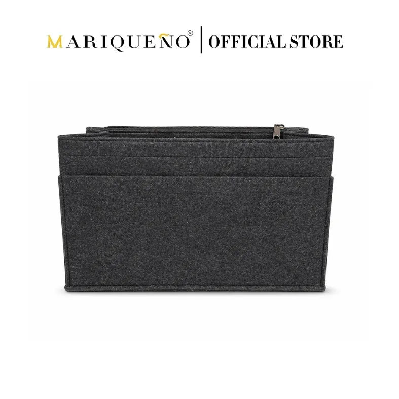 Black felt bag with a zipper on a white background, branded as Mariqueno Official Store.
#color_black
