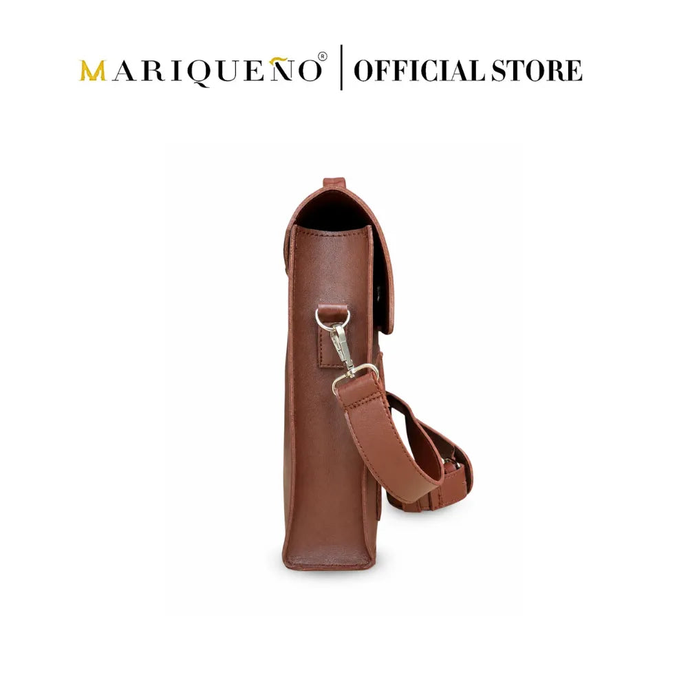 Brown leather bag with a visible brand logo on a white background
#color_walnut