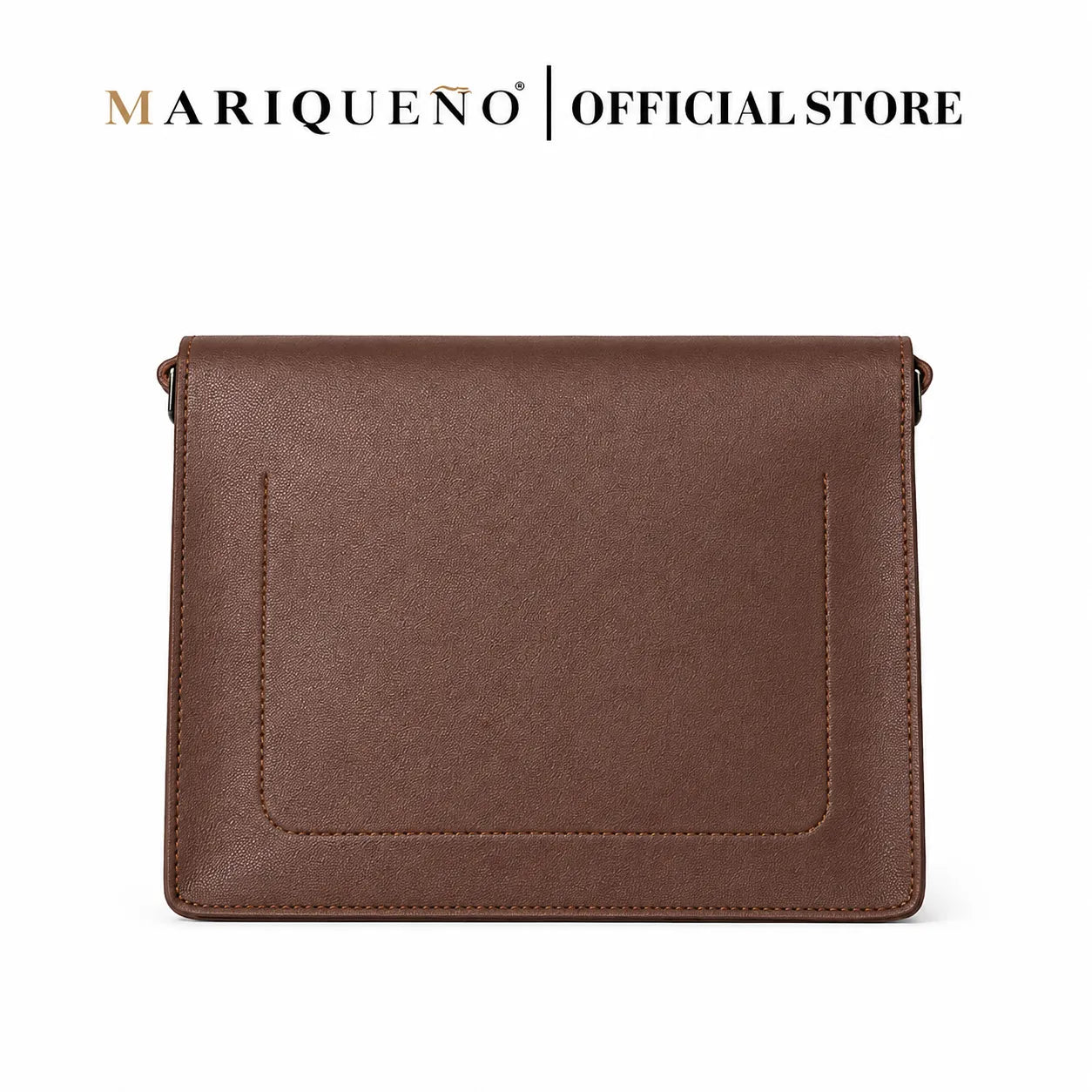 Walnut brown leather top handle bag on a white background with 'MARIQUENO' branding.
#color_walnut