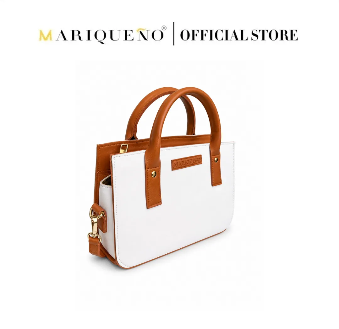 White handbag with brown accents and 'Mariqueno' branding on a white background
#color_off white