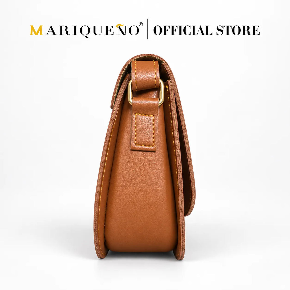 Tan brown sling bag on a white background, featuring the Mariqueno brand.
#color_tan brown