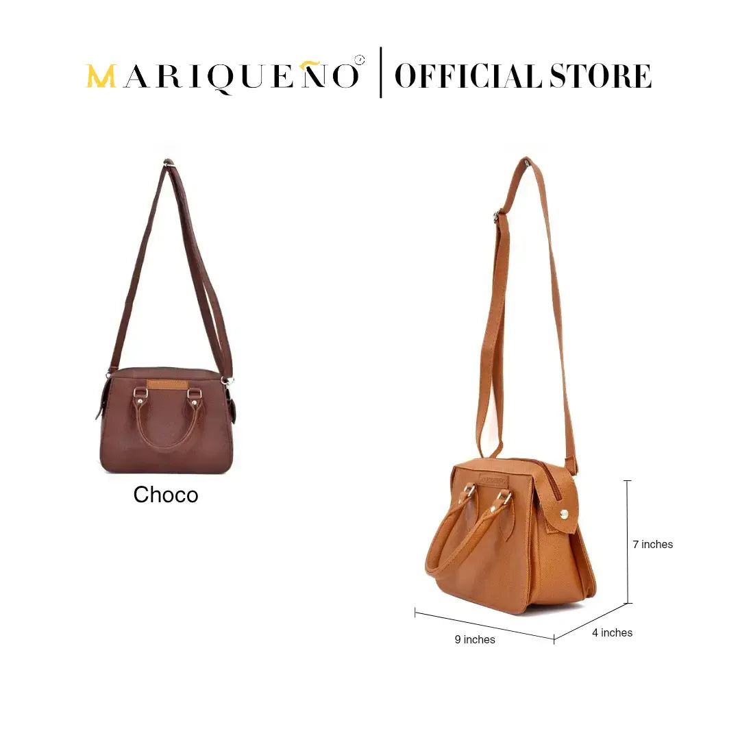 Two brown handbags, one labeled 'Choco', on a white background with Mariqueño branding.
#color_tan brown