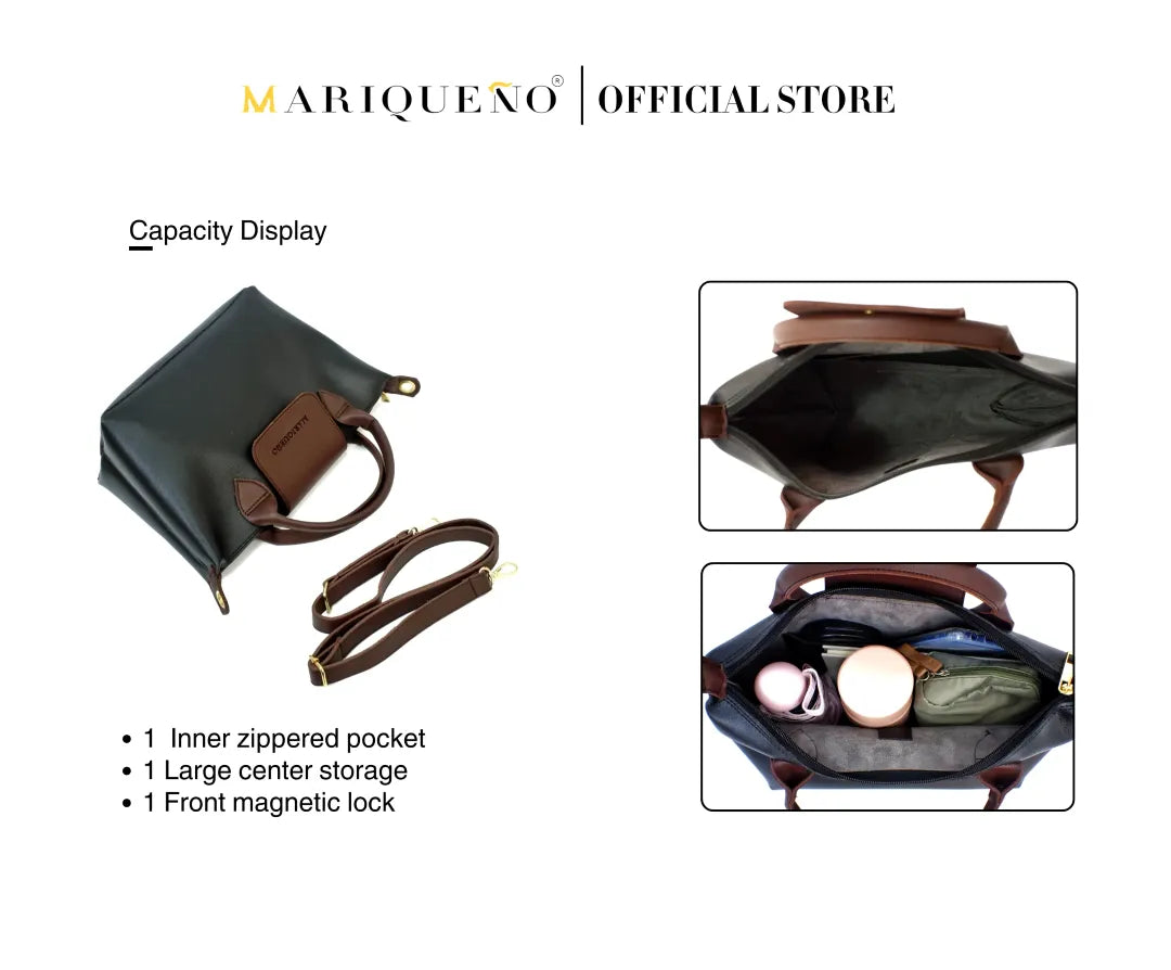 Marqueño handbag with capacity display features on a white background
#color_black