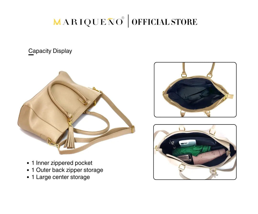 Beige handbag with storage details on a white background, featuring the Marqueeno brand.
#color_cream