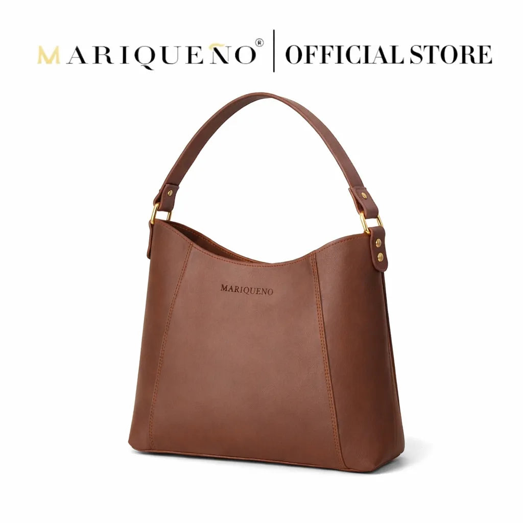 Brown handbag with 'Mariqueno' branding on a white background
#color_choco brown