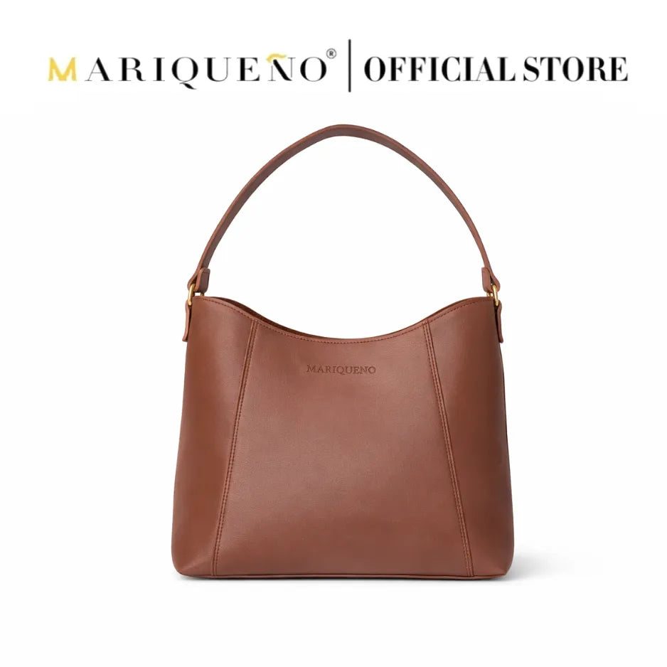 Brown handbag with 'Mariqueno' branding on a white background
#color_choco brown