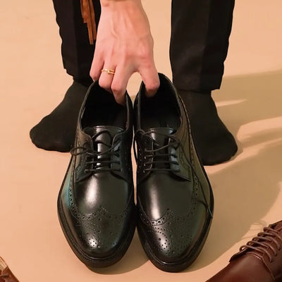 Quezon longwing leather shoes in black color
#color_black