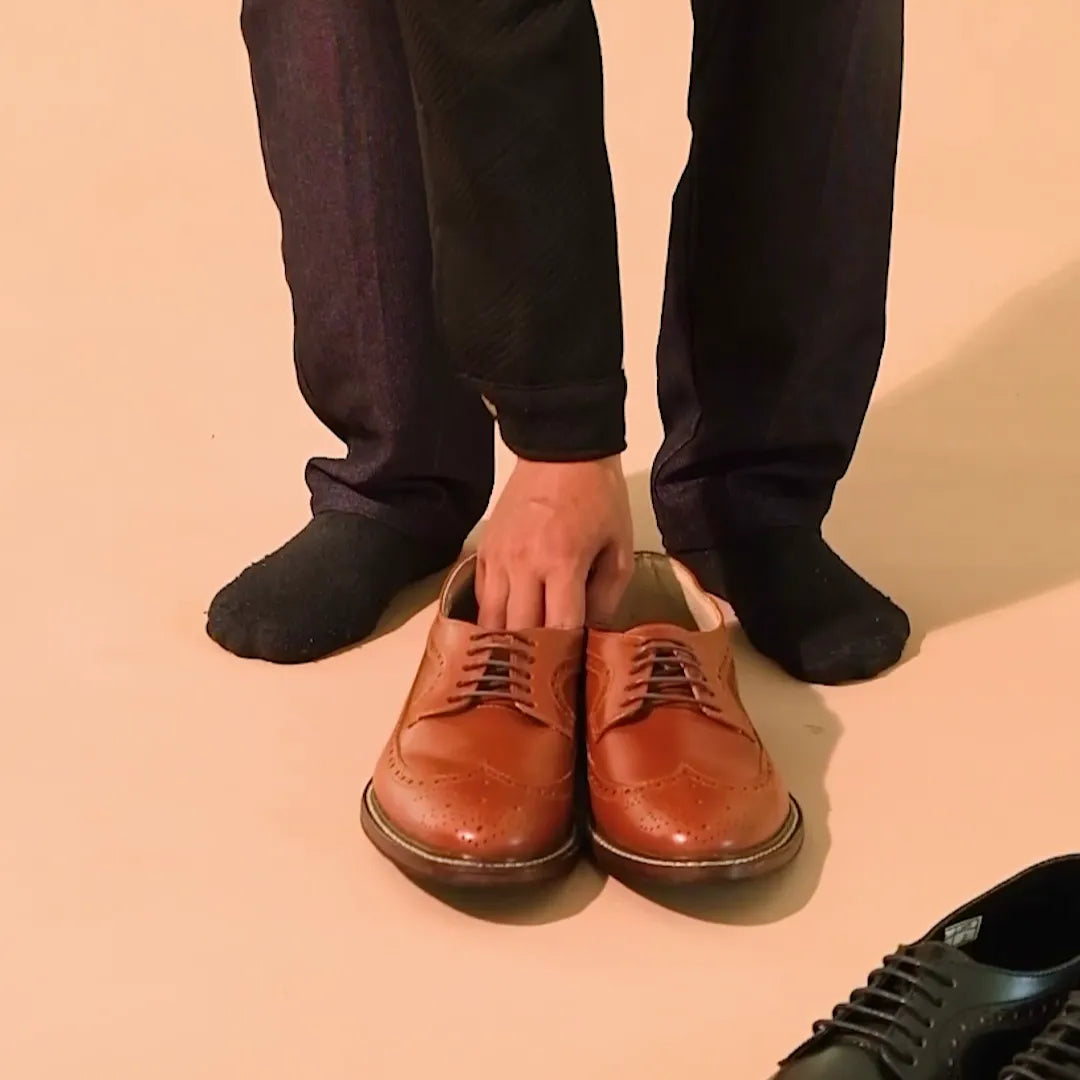 Quezon longwing leather shoes in tan  color
#color_tan
